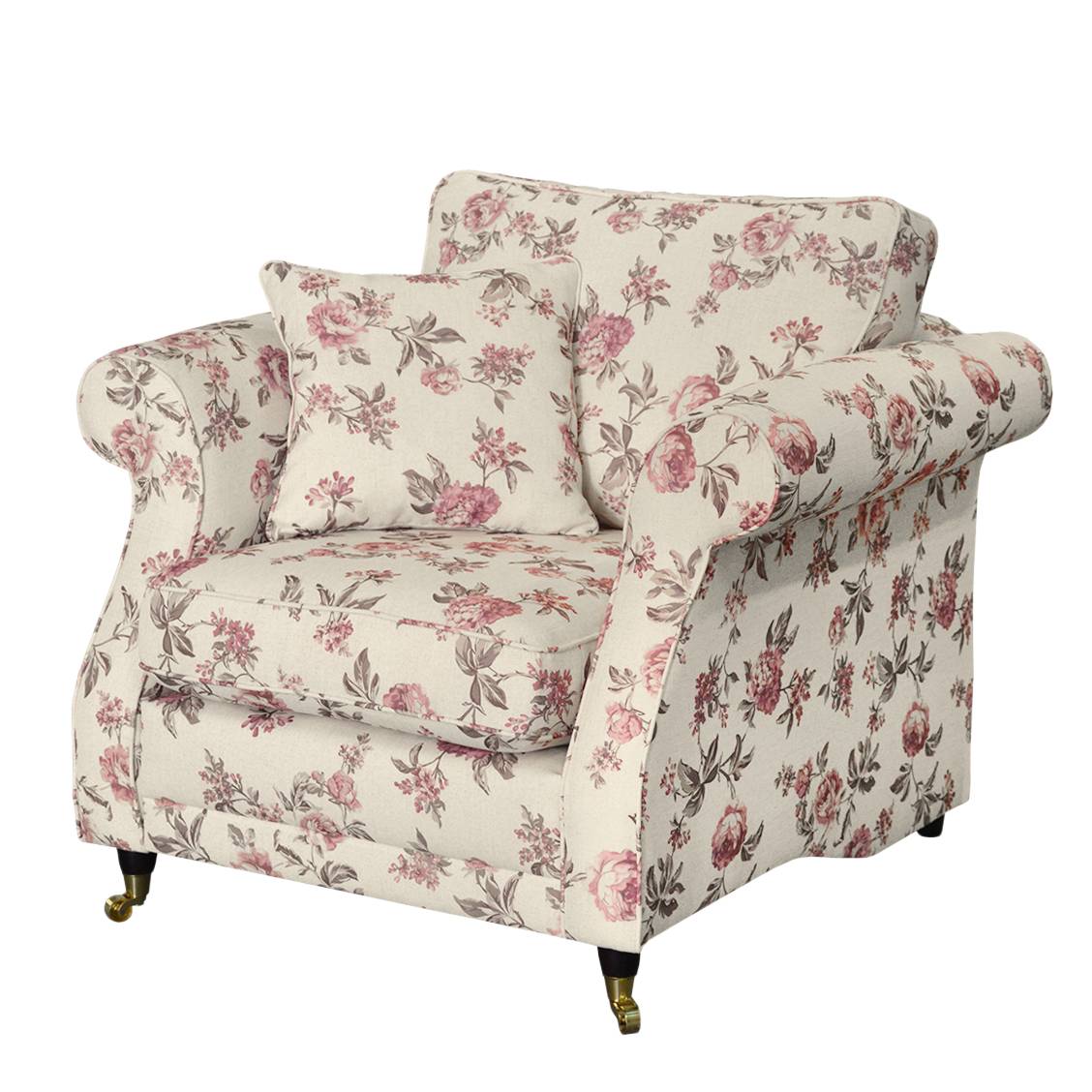 home24 Maison Belfort Sessel Rosehearty Creme/Rose Webstoff 106x94x96 cm (BxHxT)