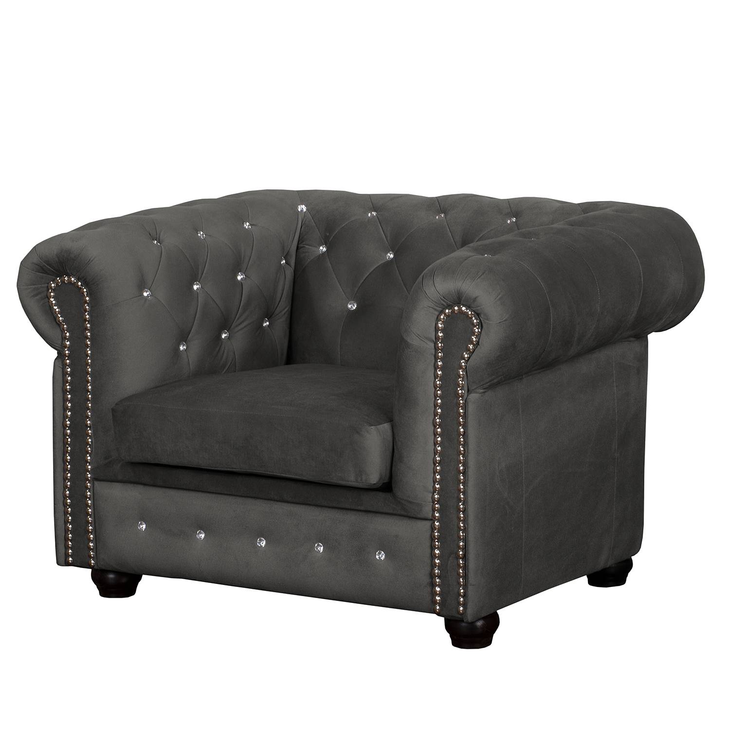 home24 Jack & Alice Sessel Torquay I Grau Microfaser 107x72x88 cm (BxHxT)
