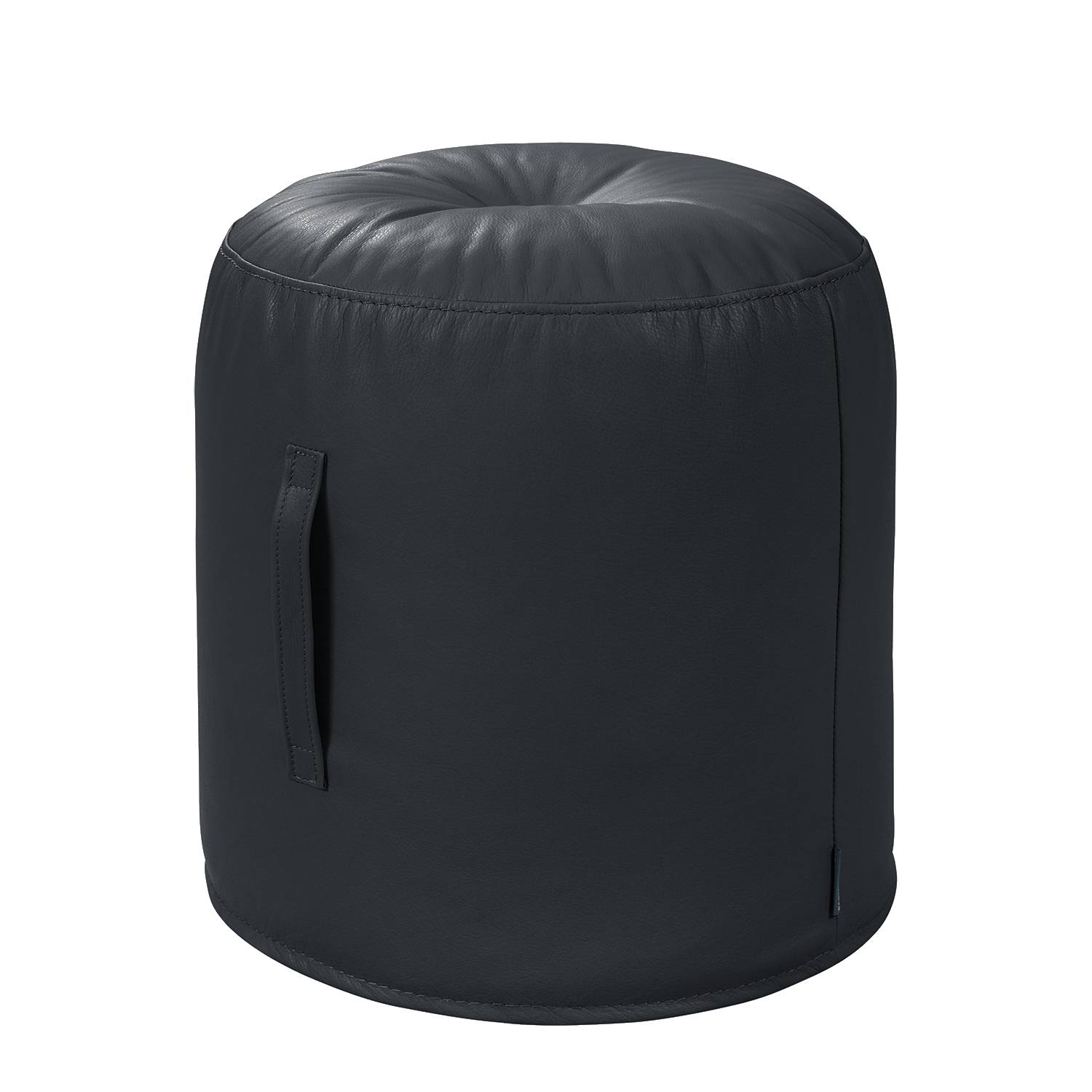 home24 Says Who Sitzhocker Cilaos Dunkelblau Echtleder 43x45x43 cm (BxHxT) Modern