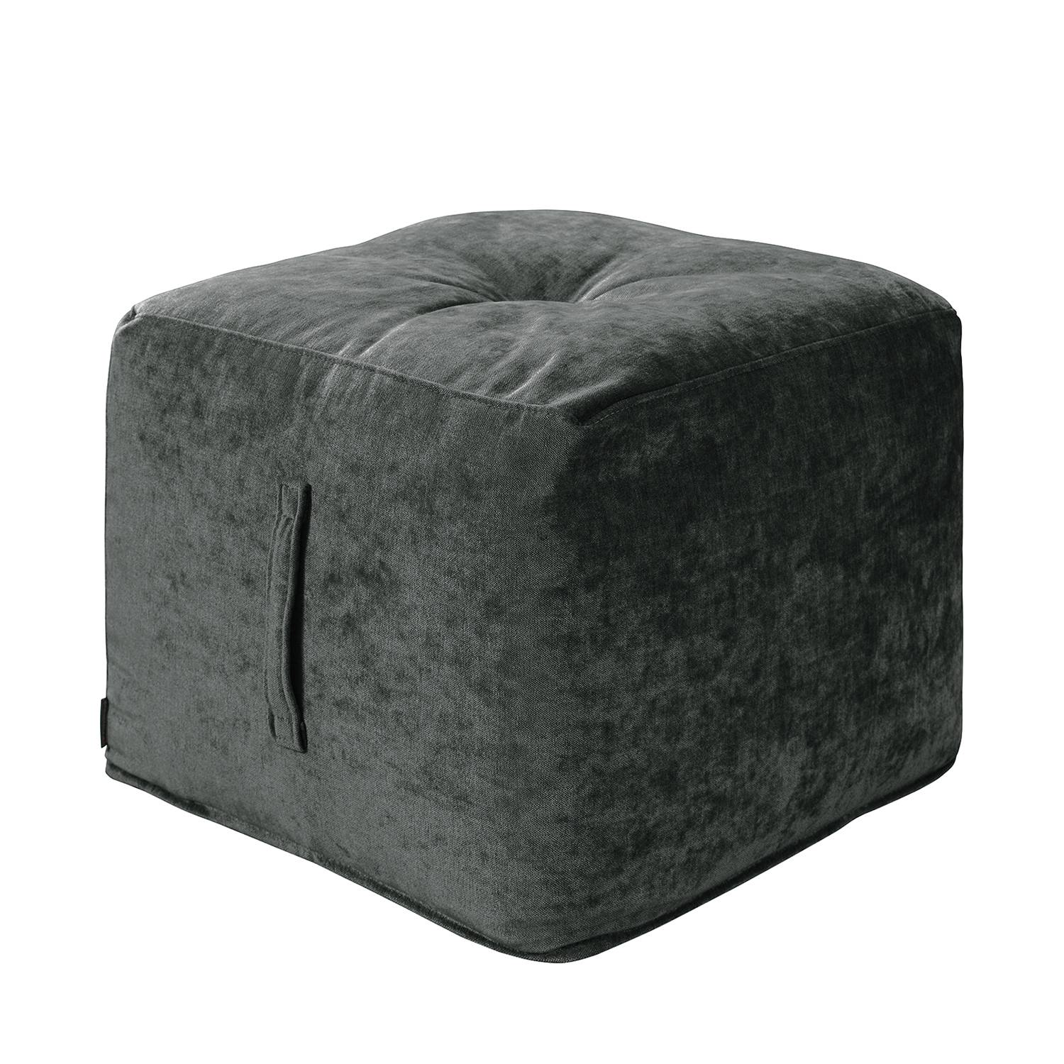 home24 Says Who Sitzwürfel Piton Anthrazit Samtstoff 47x42x47 cm (BxHxT) Modern