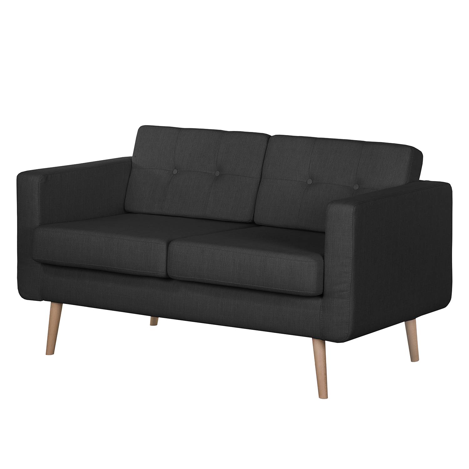 home24 Mørteens Sofa Croom I 2-Sitzer Anthrazit Webstoff 143x84x81 cm (BxHxT) Skandi