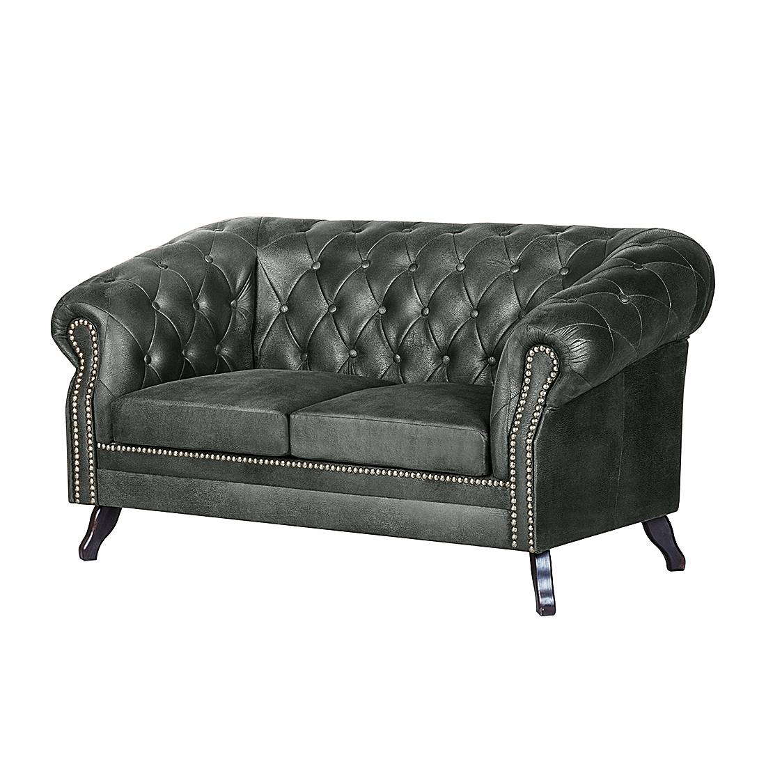 home24 ars manufacti Sofa Benavente 2-Sitzer Anthrazit Microfaser 158x84x88 cm (BxHxT) Industrial