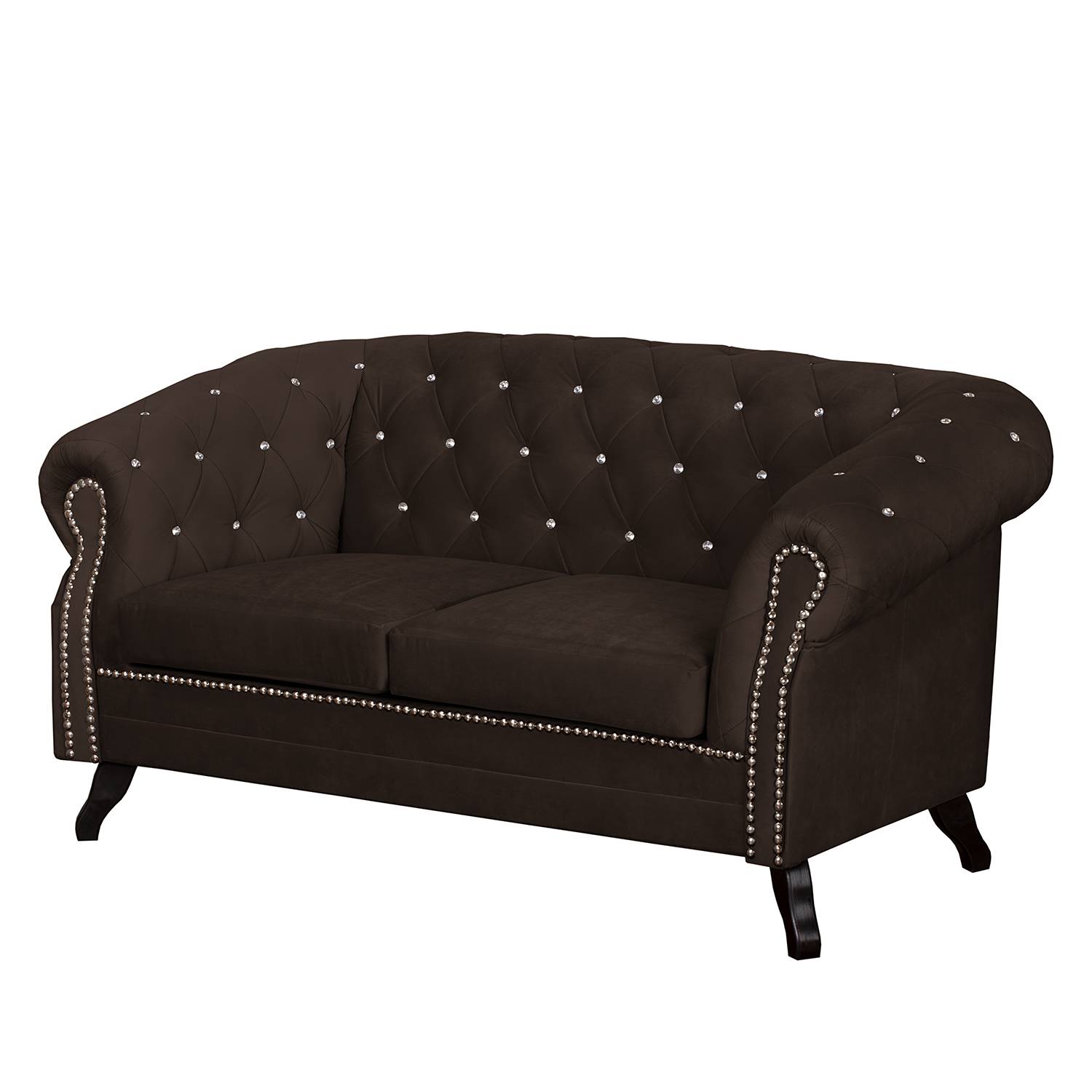 home24 Jack & Alice Sofa Benavente I 2-Sitzer Dunkelbraun Microfaser 158x84x88 cm