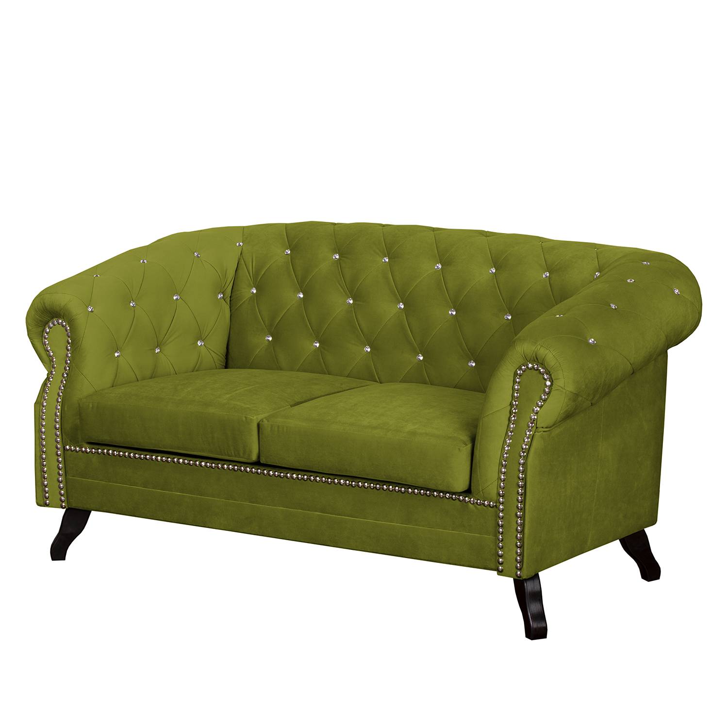 home24 Jack & Alice Sofa Benavente I 2-Sitzer Grasgrün Microfaser 158x84x88 cm