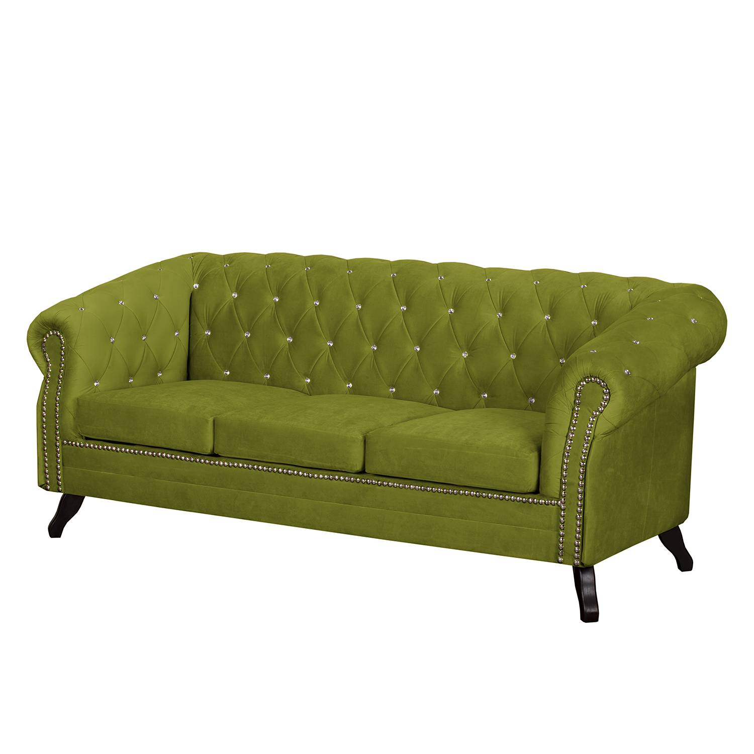 home24 Jack & Alice Sofa Benavente I 3-Sitzer Grasgrün Microfaser 195x84x88 cm