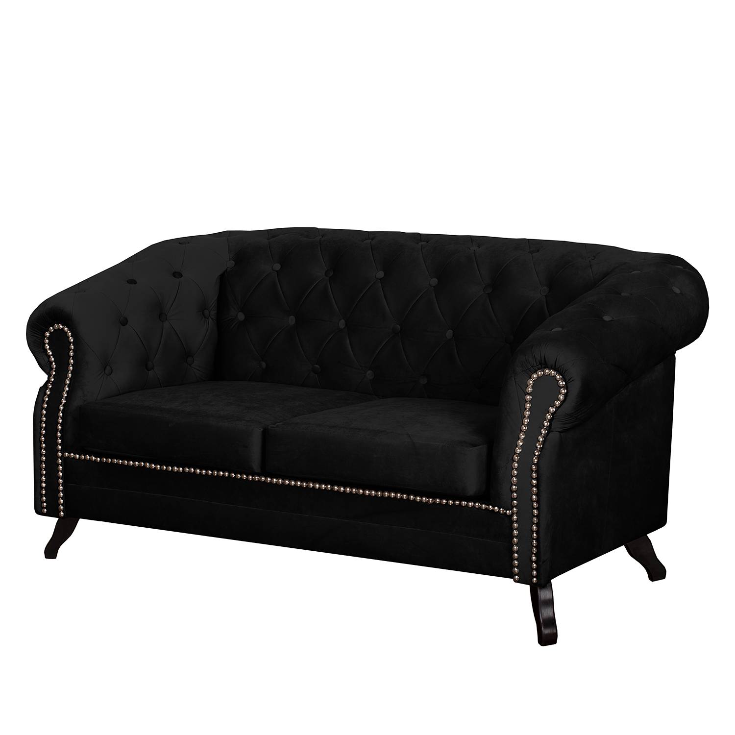 home24 Jack & Alice Sofa Benavente II 2-Sitzer Schwarz Microfaser 158x84x88 cm