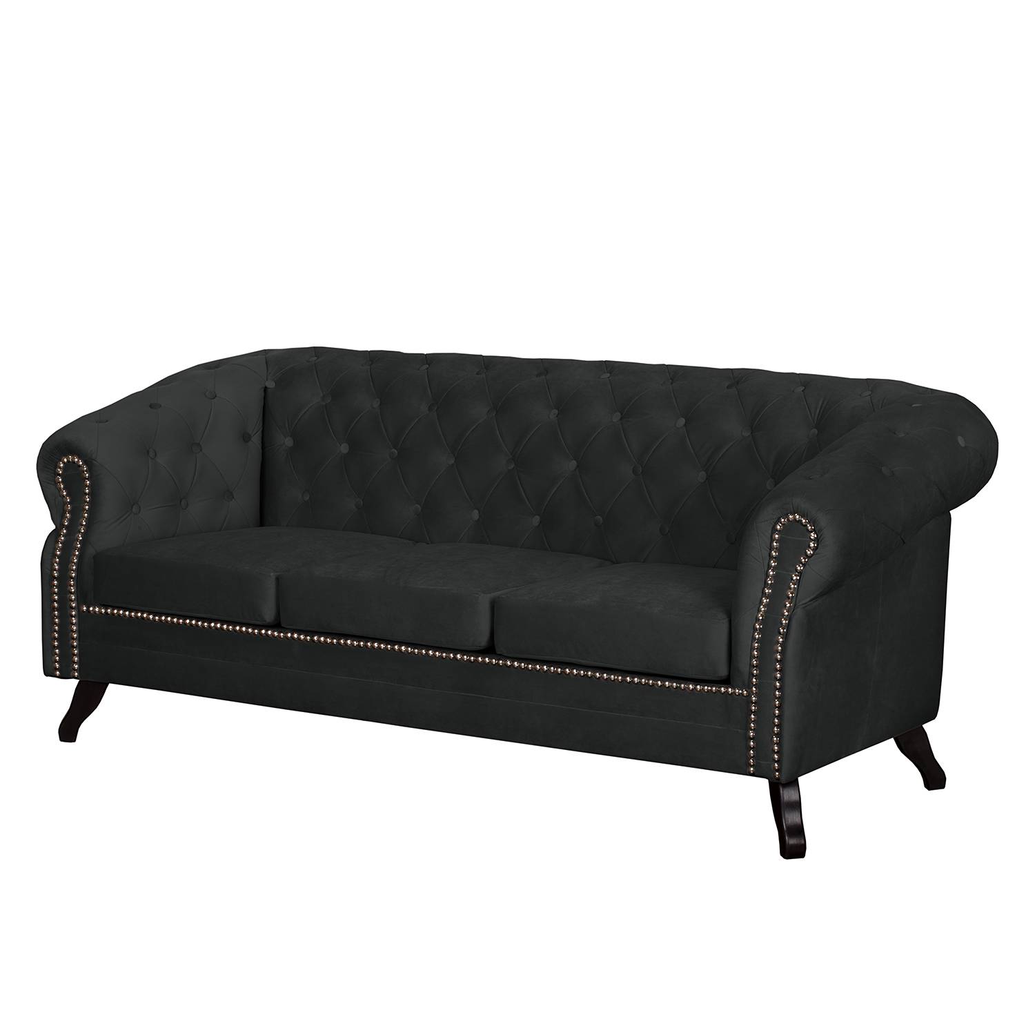home24 Jack & Alice Sofa Benavente II 3-Sitzer Dunkelgrau Microfaser 195x84x88 cm