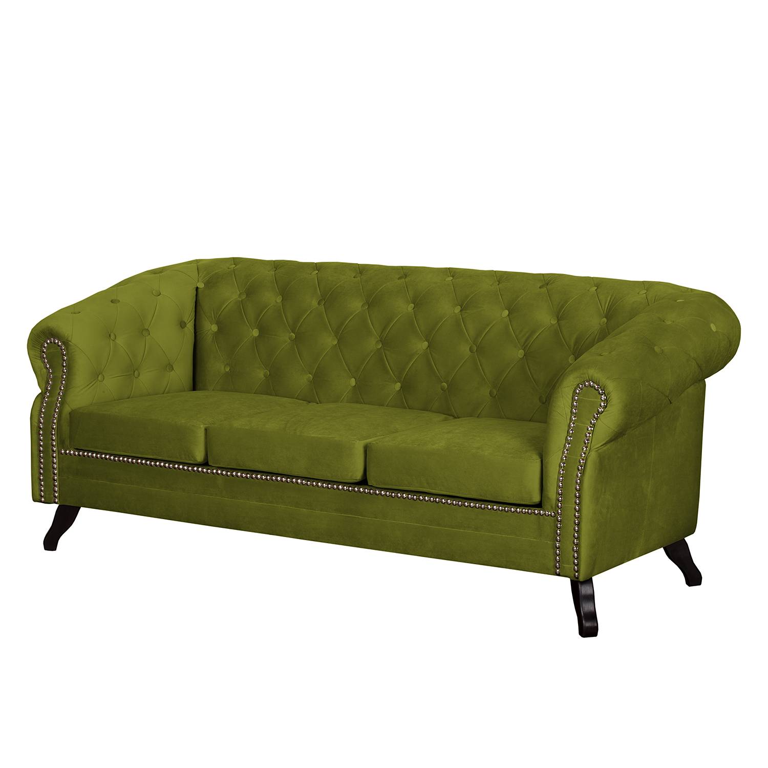 home24 Jack & Alice Sofa Benavente II 3-Sitzer Grasgrün Microfaser 195x84x88 cm