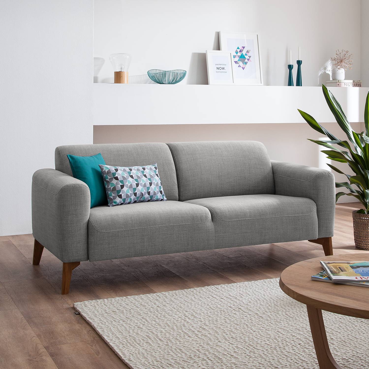 home24 Studio Copenhagen Sofa Bora II 2,5-Sitzer Grau Webstoff 185x78x86 cm