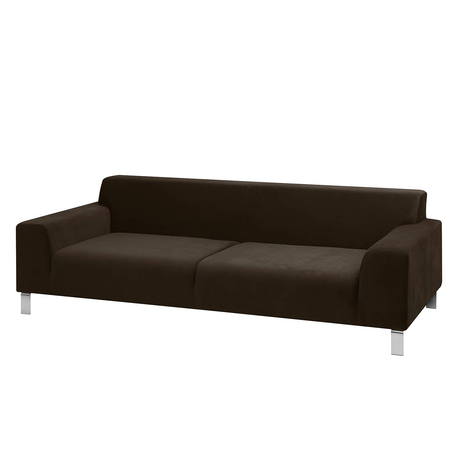 home24 Fredriks Sofa Bordon 3-Sitzer Bisonbraun Samt 222x70x96 cm