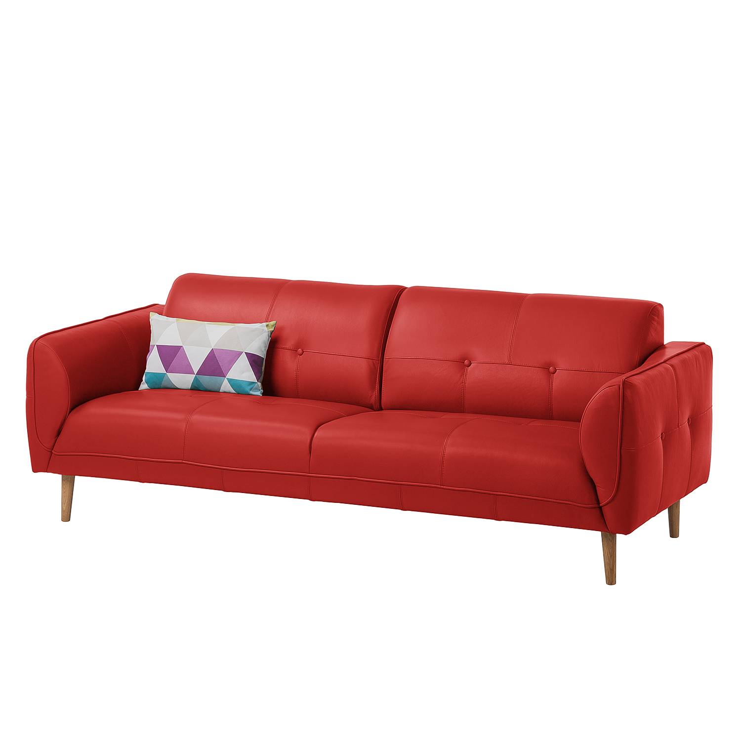 goedkoop Bank Cala 3zitsbank echt leer Natuurlijk eikenhout Echt leer Neka Rood Studio Copenhagen