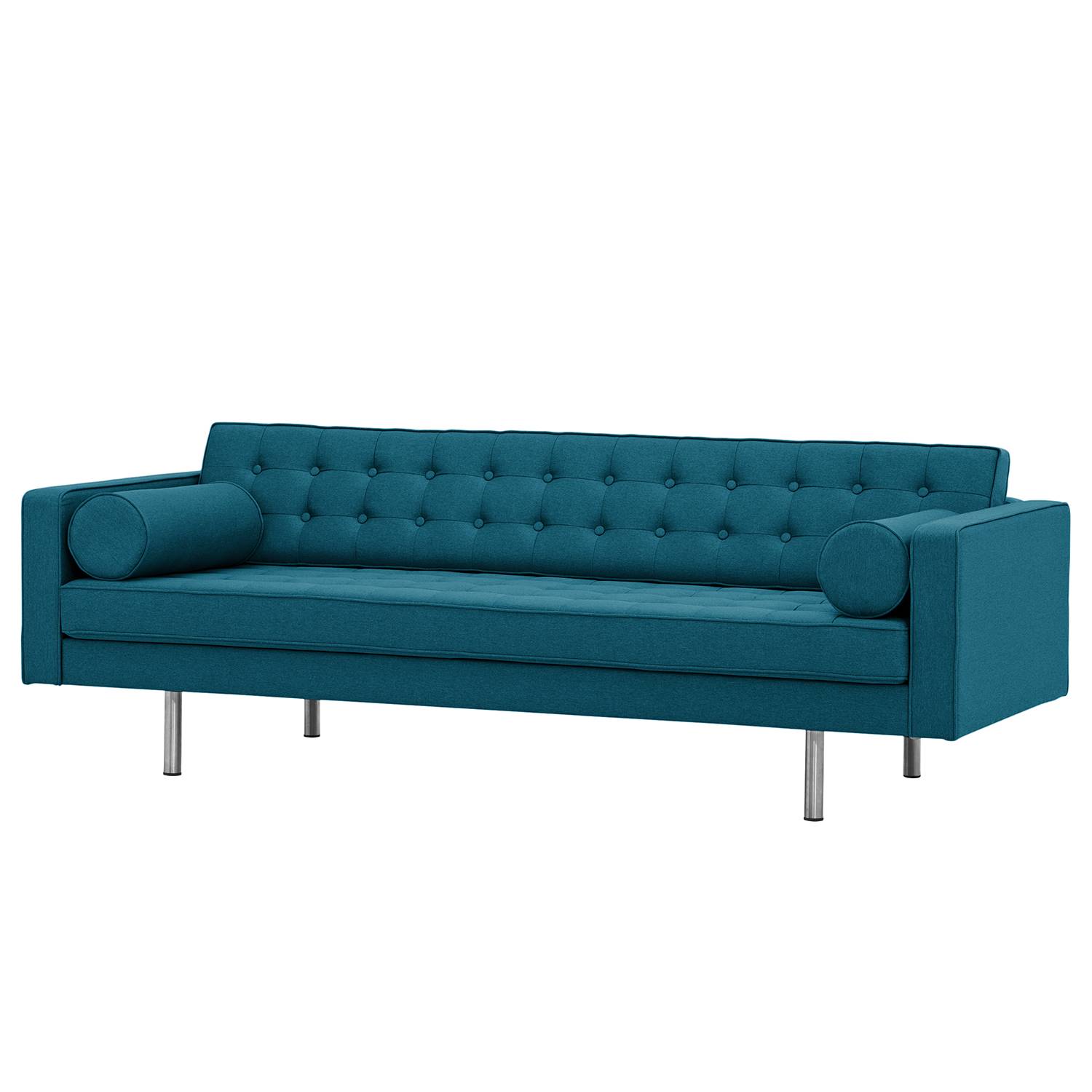 home24 Fredriks Sofa Chelsea 3-Sitzer Türkis Webstoff 216x71x85 cm