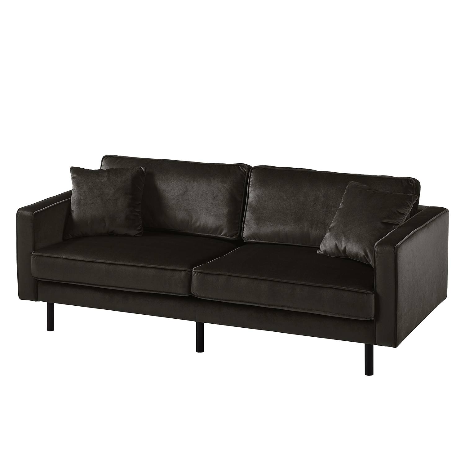 goedkoop Bank Edina 3zitsbank fluweel Bizonbruin Eva Padberg Collection