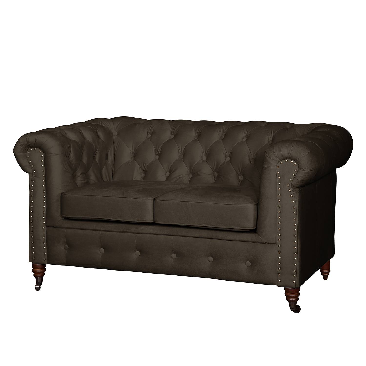 home24 Jack & Alice Sofa Esplanada 2-Sitzer Bisonbraun Samt 148x77x86 cm