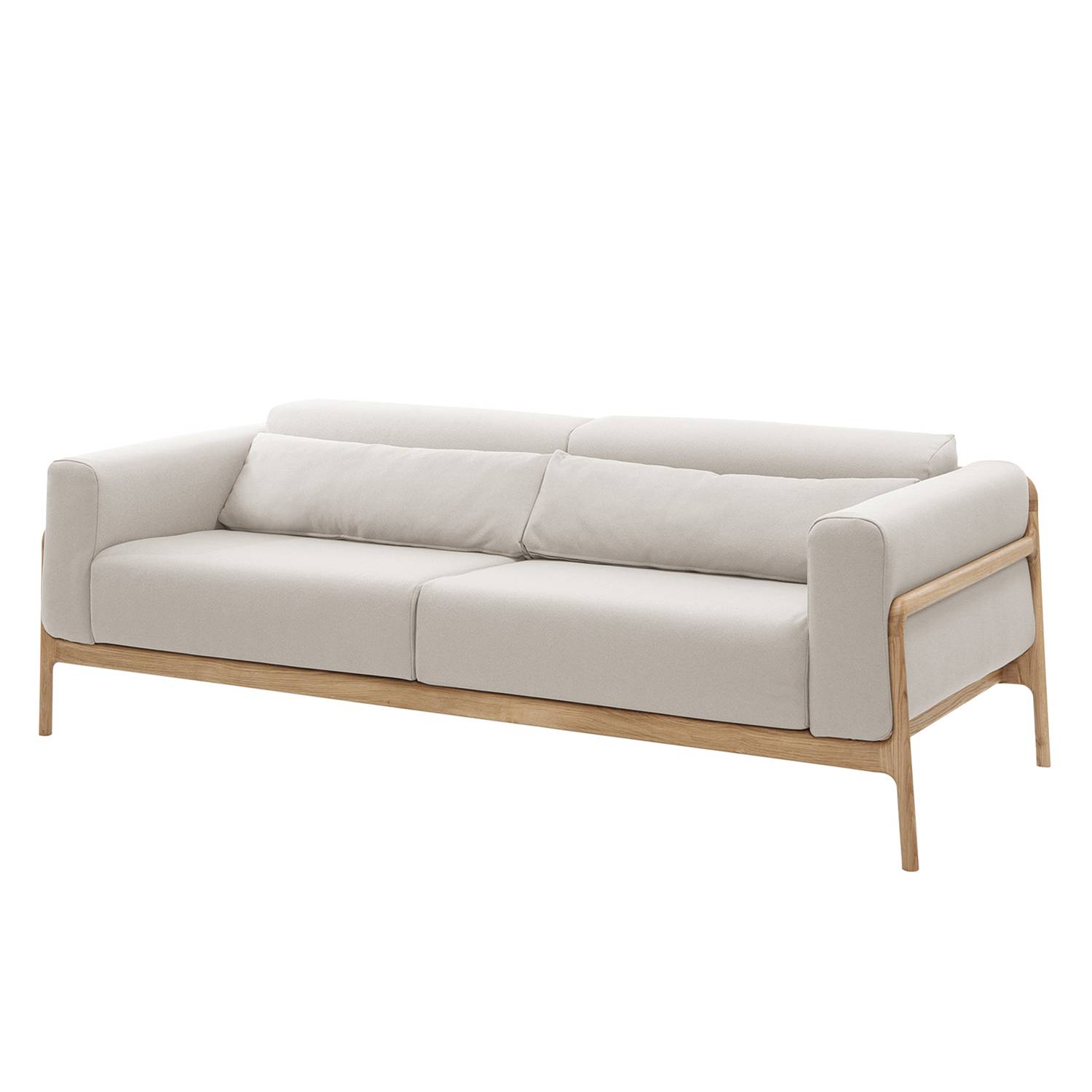 goedkoop Bank Fawn 3zitsbank geweven stof Lichte eikenhouten Stof Ever Beige Gazzda