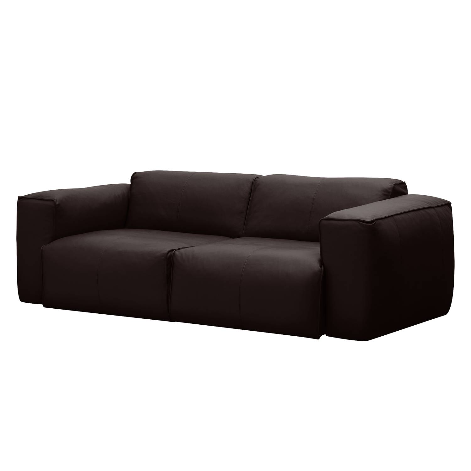 home24 Studio Copenhagen Sofa Hudson 2-Sitzer Dunkelbraun Echtleder 228x71x102 cm (BxHxT) Skandi