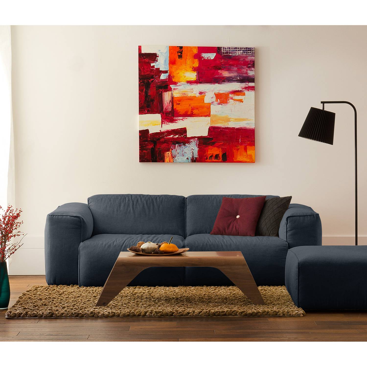 home24 Studio Copenhagen Sofa Hudson 2-Sitzer Grau Webstoff 228x71x102 cm (BxHxT) Skandi