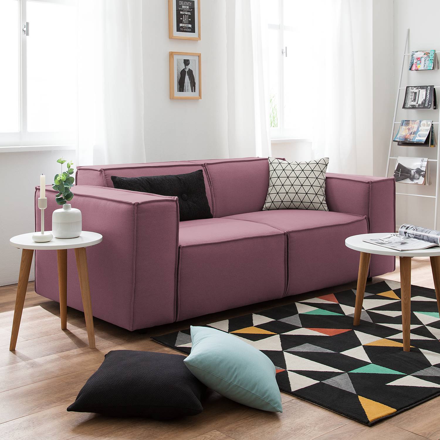 home24 Sofa Kinx 2-Sitzer Flieder Strukturstoff 189x72x96 cm (BxHxT) Modern