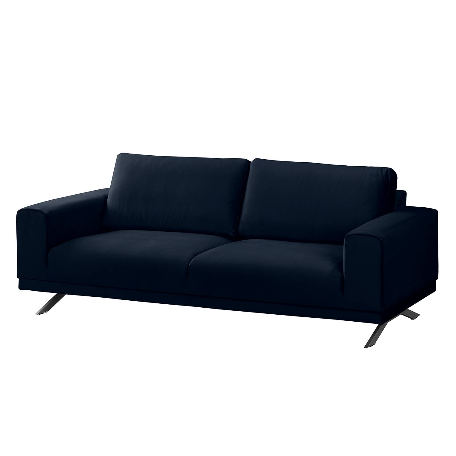 home24 Jack & Alice Sofa Lorcy 2,5-Sitzer Nachtblau Samt 216x81x89 cm