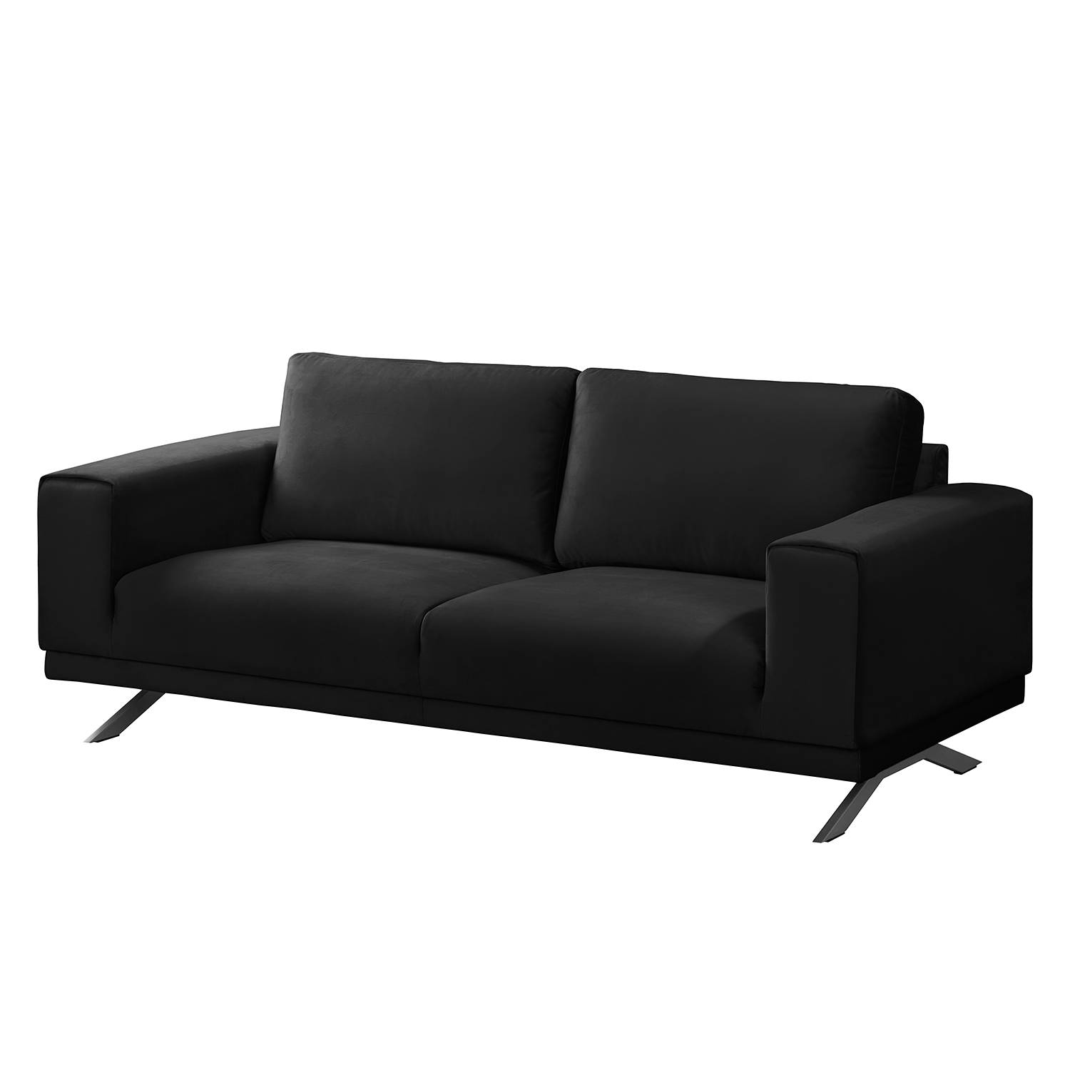 home24 Jack & Alice Sofa Lorcy 2-Sitzer Anthrazit Samt 196x81x89 cm