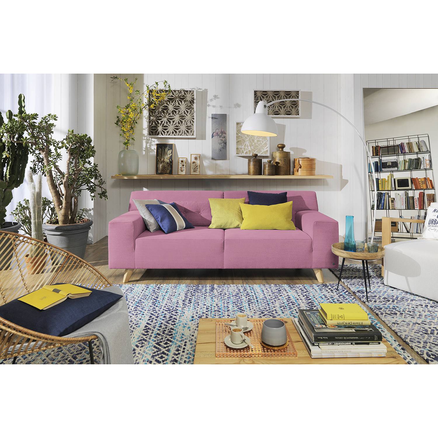 home24 Tom Tailor Sofa Nordic Pure 2-Sitzer Fuchsia Webstoff 206x77x91 cm