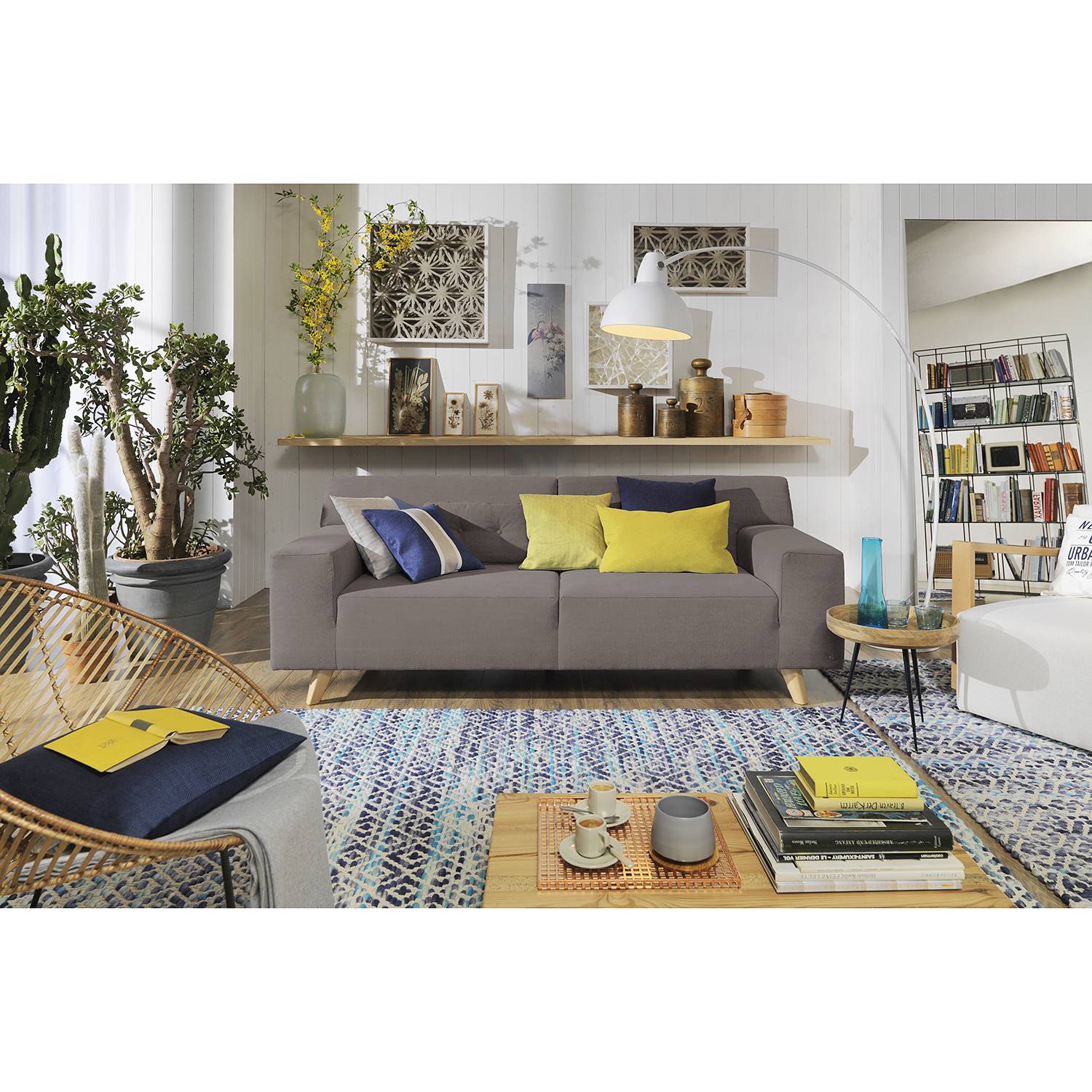 home24 Tom Tailor Sofa Nordic Pure 2-Sitzer Braun Webstoff 206x77x91 cm