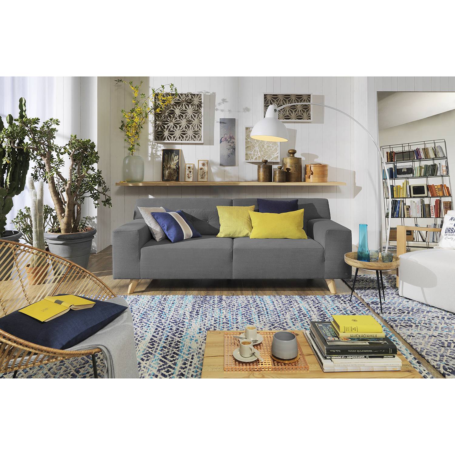 home24 Tom Tailor Sofa Nordic Pure 2-Sitzer Graphitgrau Webstoff 206x77x91 cm