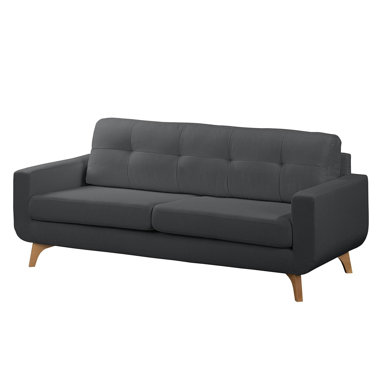 home24 Mørteens Sofa Postville 3-Sitzer Grau Strukturstoff 198x88x90 cm