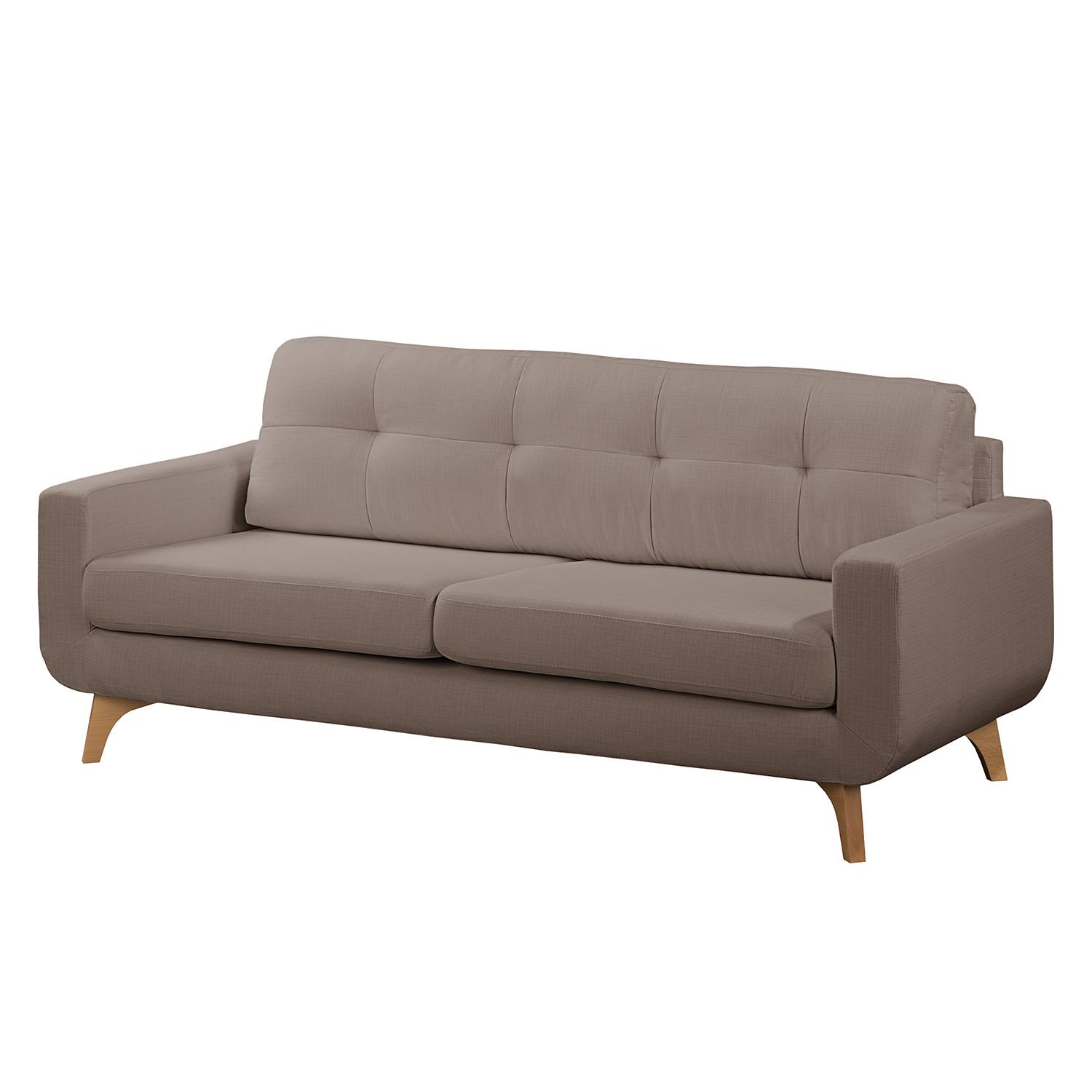 home24 Mørteens Sofa Postville 3-Sitzer Latte Macchiato Strukturstoff 198x88x90 cm