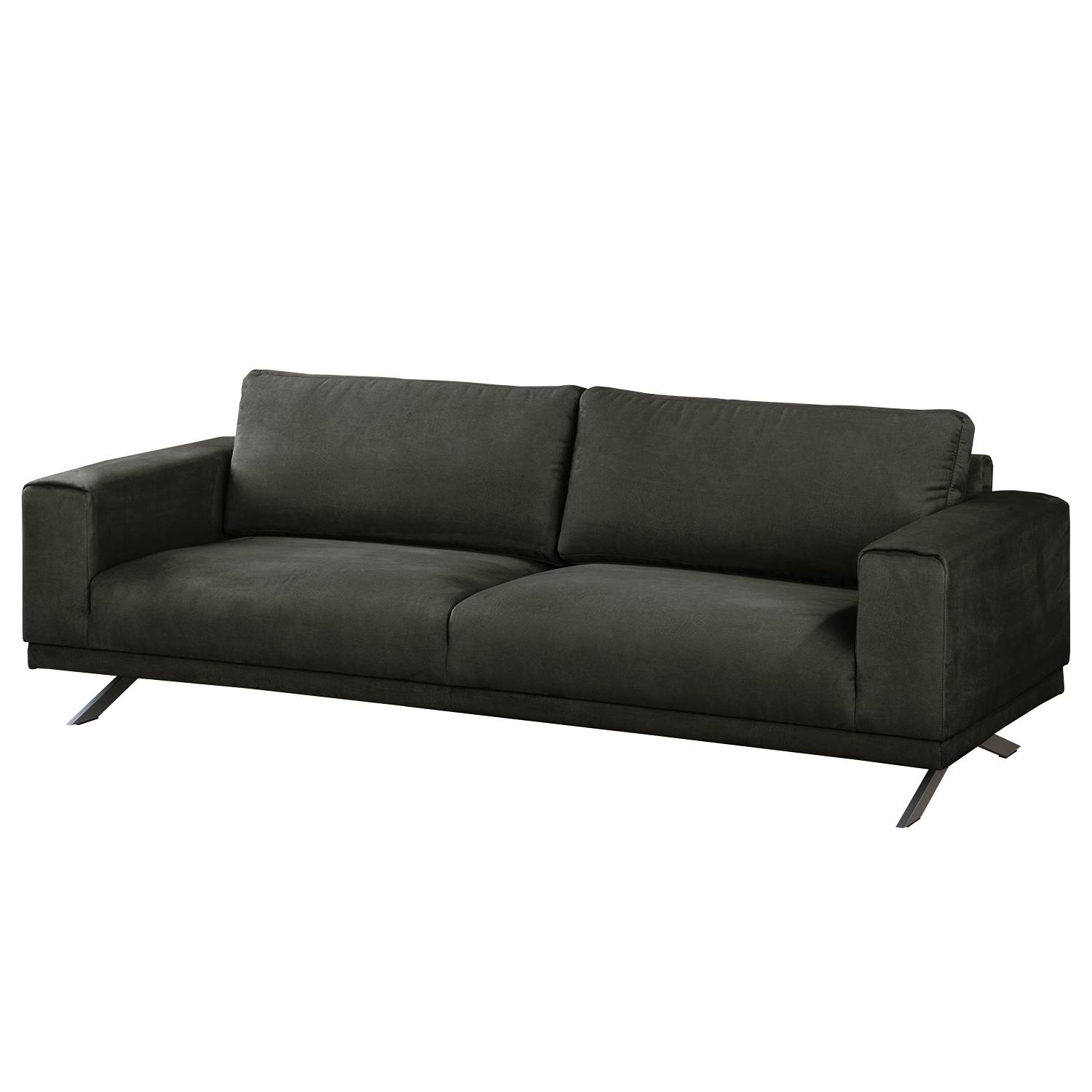 home24 Fredriks Sofa Ramilia 3-Sitzer Dunkelgrau Microfaser 236x81x89 cm