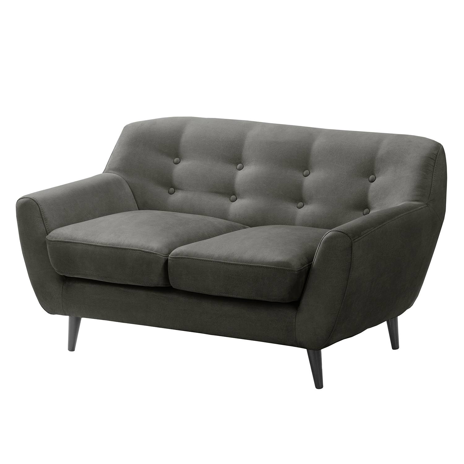 home24 ars manufacti Sofa Rometta 2-Sitzer Dunkelgrau Microfaser 132x77x80 cm