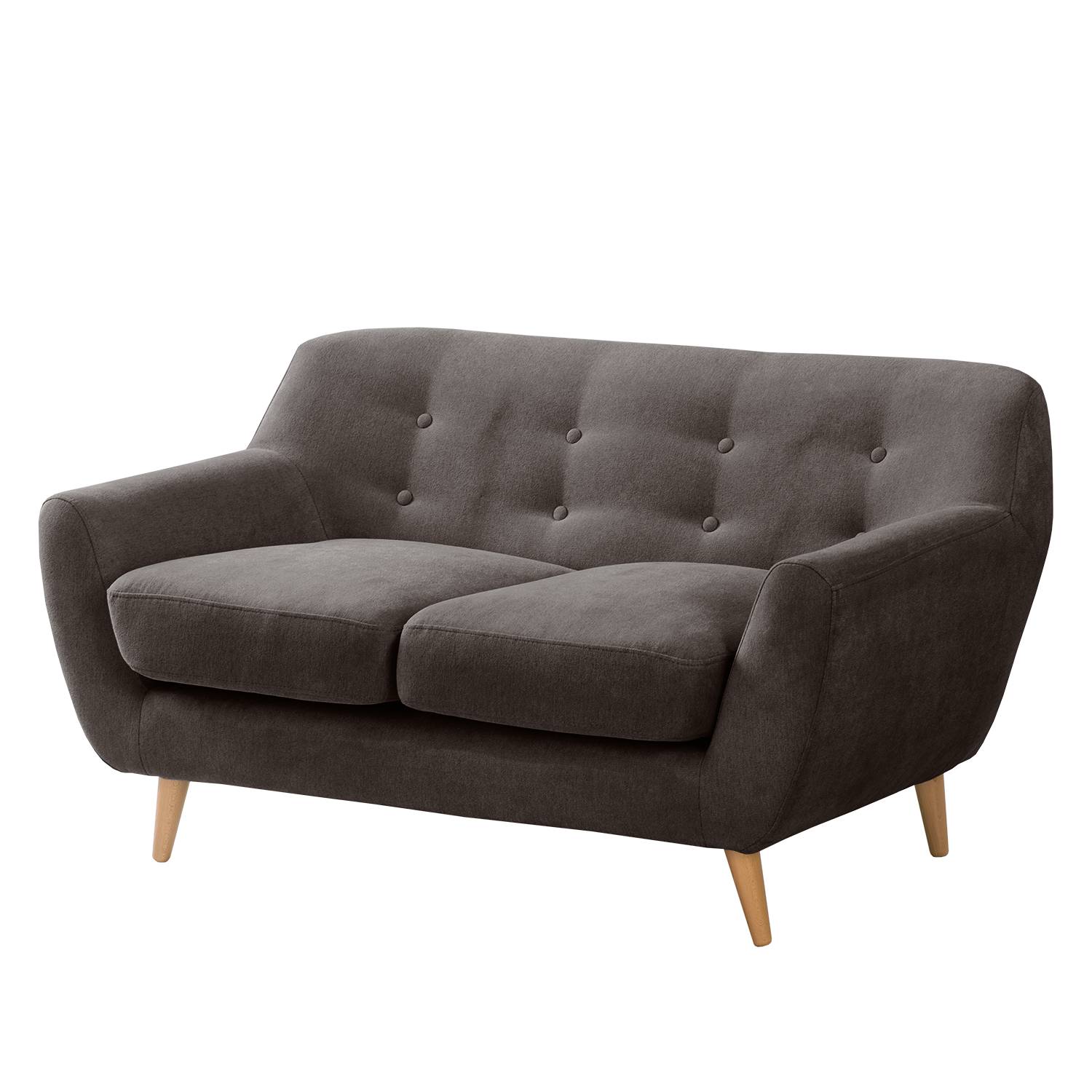 home24 Mørteens Sofa Rometta 2-Sitzer Bisonbraun Microfaser 132x77x80 cm