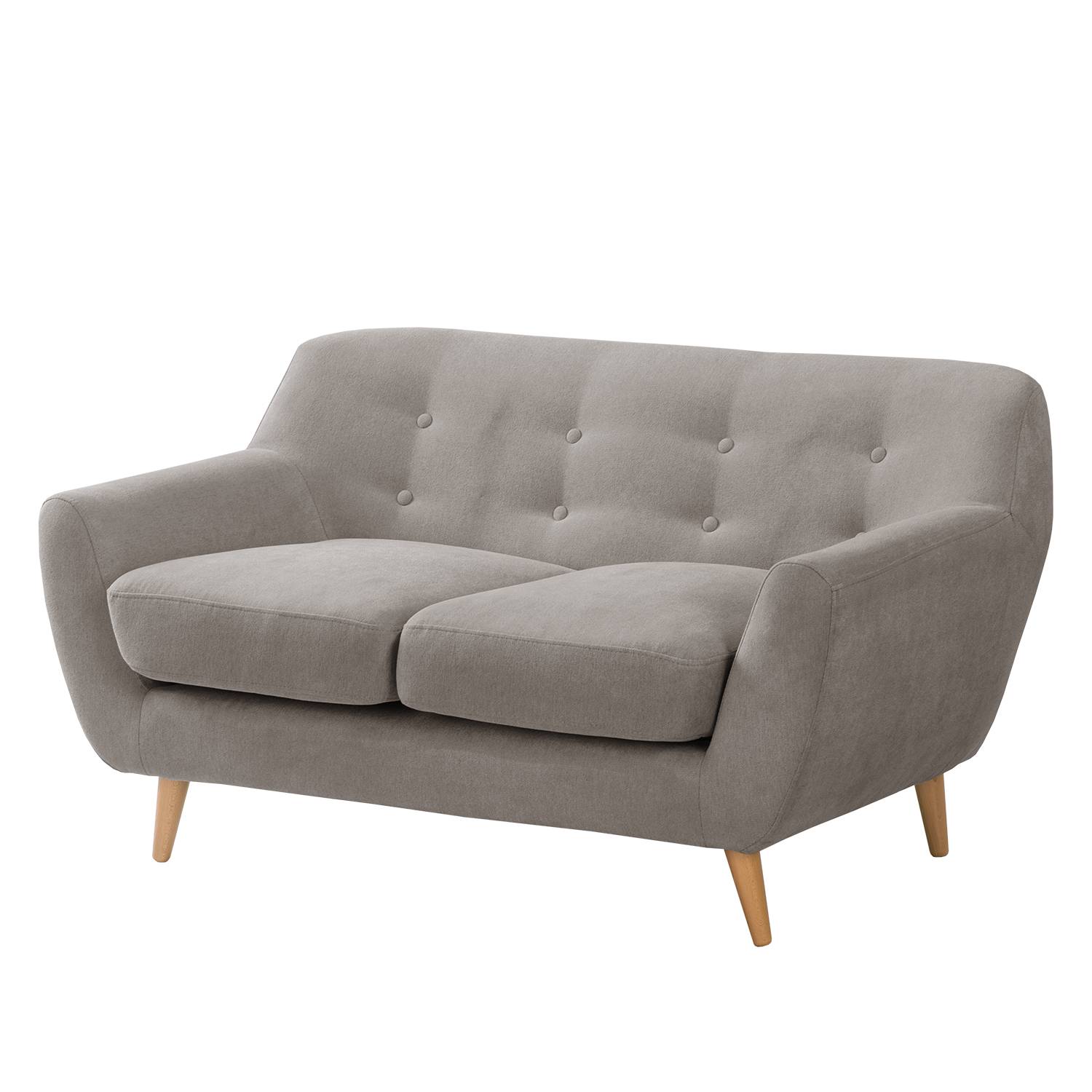 home24 Mørteens Sofa Rometta 2-Sitzer Platin Microfaser 132x77x80 cm