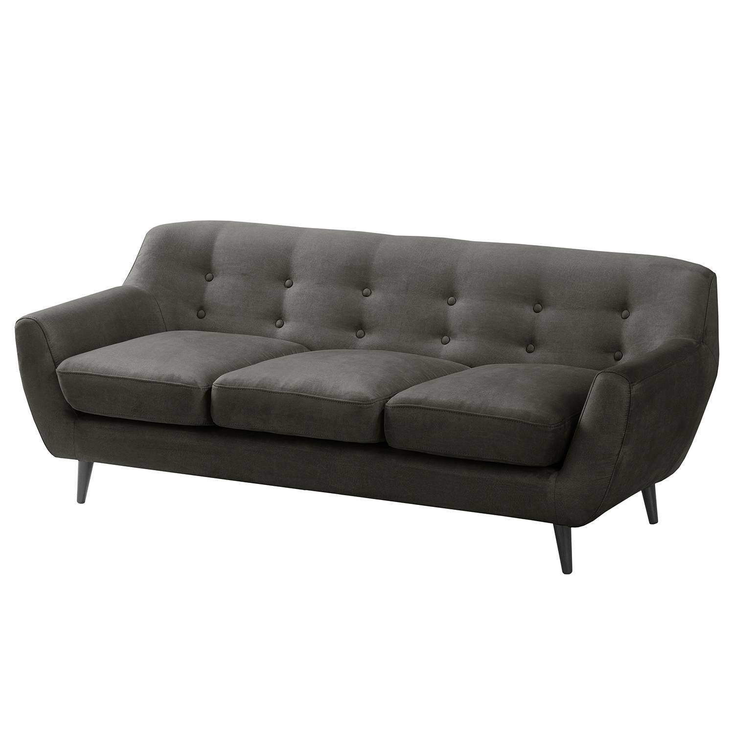 home24 ars manufacti Sofa Rometta 3-Sitzer Dunkelgrau Microfaser 184x77x80 cm