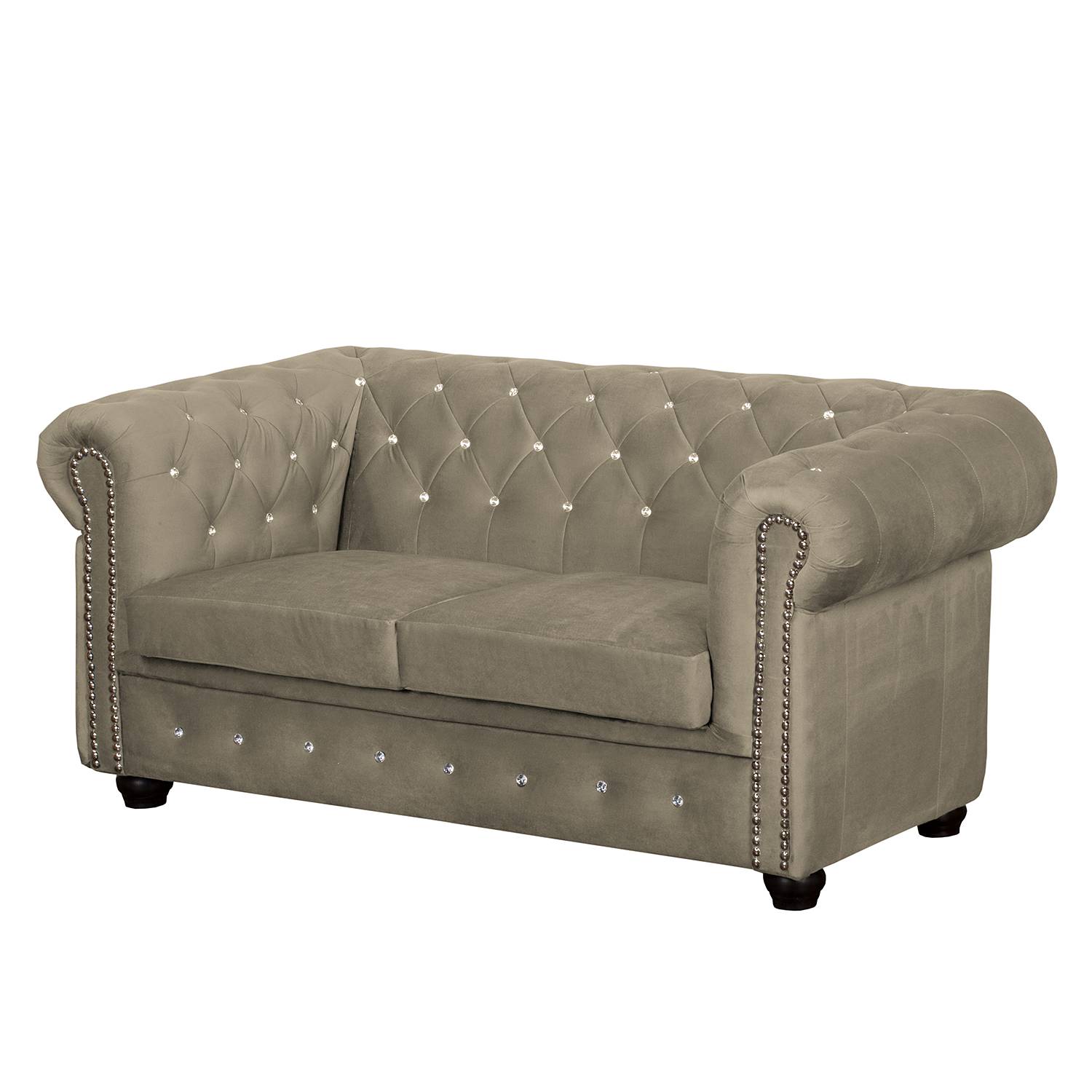 home24 Jack & Alice Sofa Torquay I 2-Sitzer Cappuccino Microfaser 157x72x88 cm