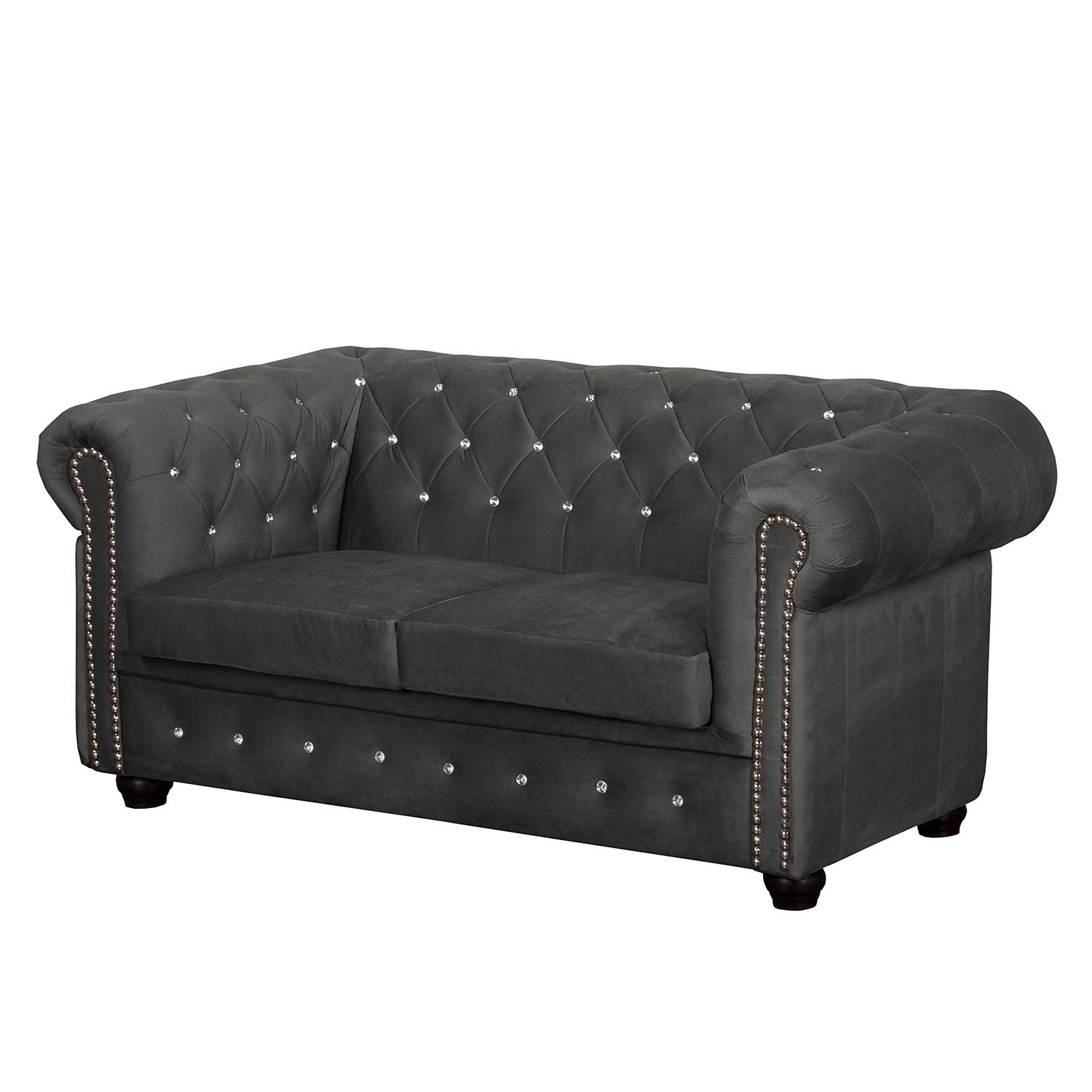 home24 Jack & Alice Sofa Torquay I 2-Sitzer Grau Microfaser 157x72x88 cm