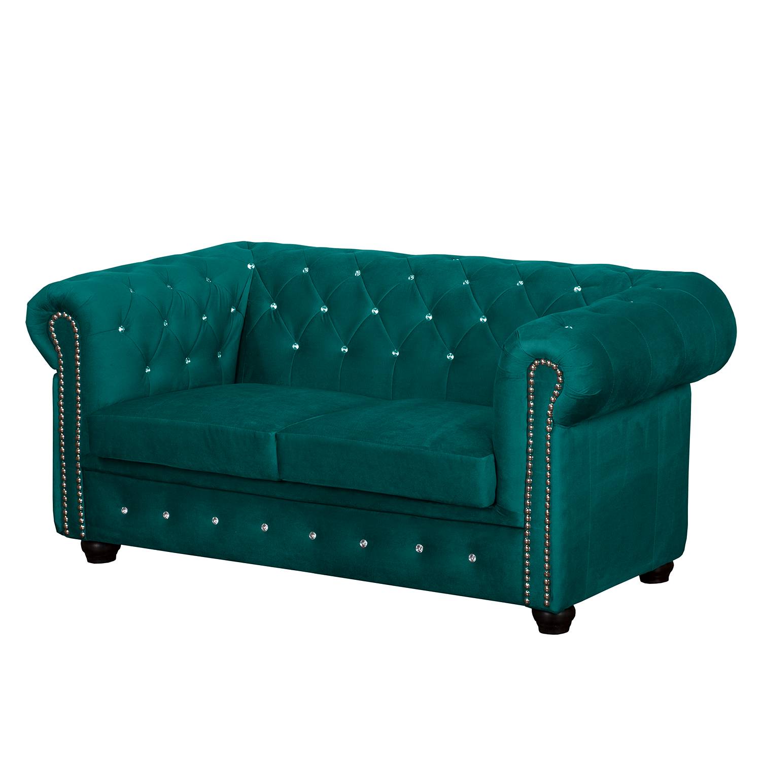 home24 Jack & Alice Sofa Torquay I 2-Sitzer Petrol Microfaser 157x72x88 cm