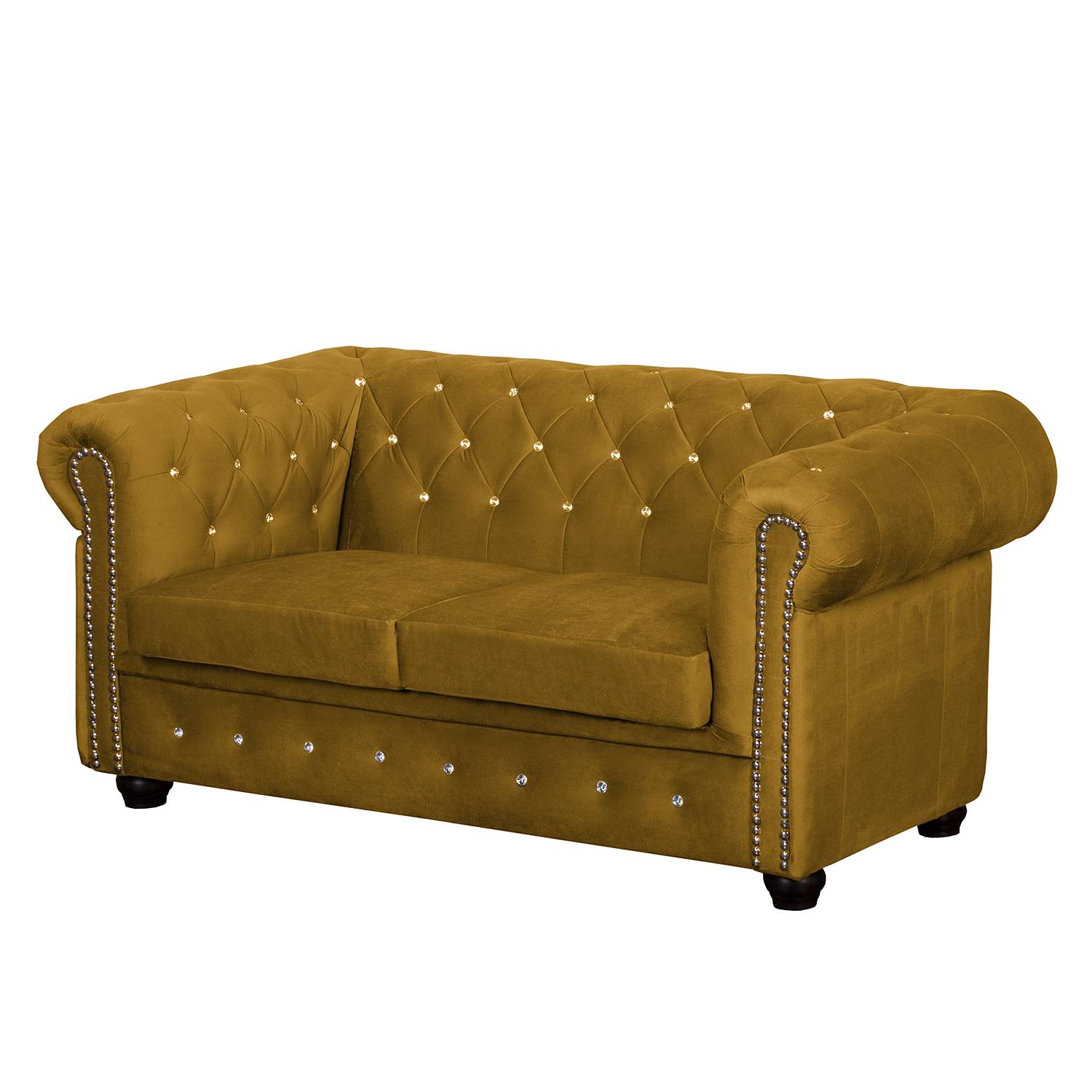 home24 Jack & Alice Sofa Torquay I 2-Sitzer Senfgelb Microfaser 157x72x88 cm