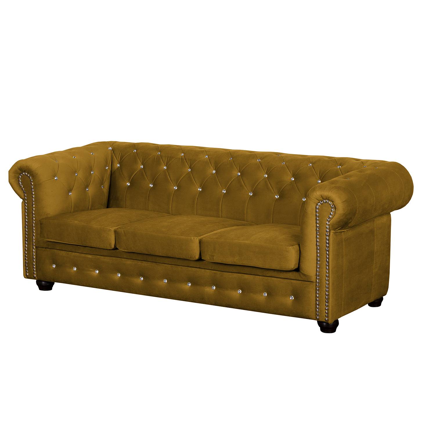 home24 Jack & Alice Sofa Torquay I 3-Sitzer Senfgelb Microfaser 196x72x88 cm