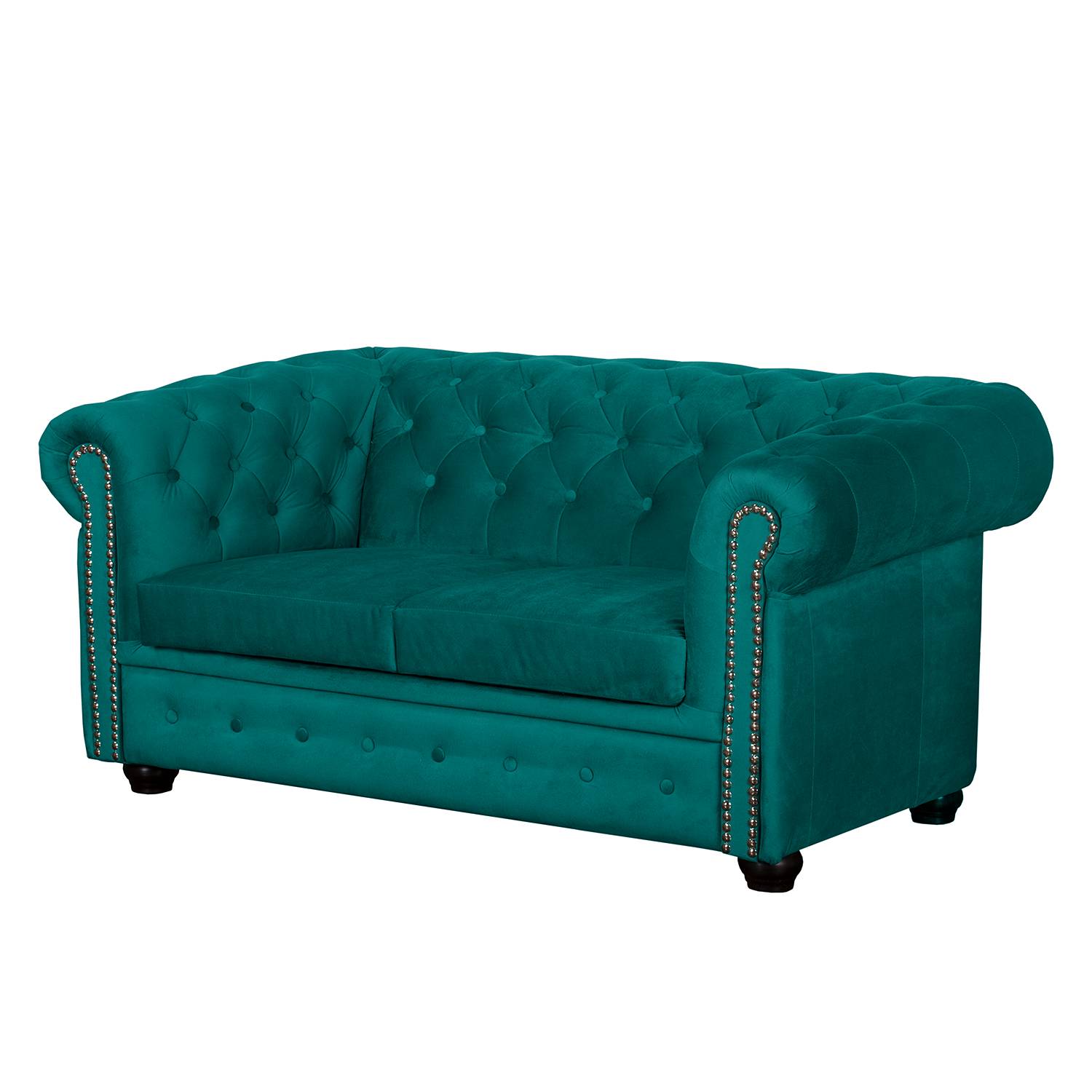home24 Jack & Alice Sofa Torquay II 2-Sitzer Petrol Microfaser 157x72x88 cm