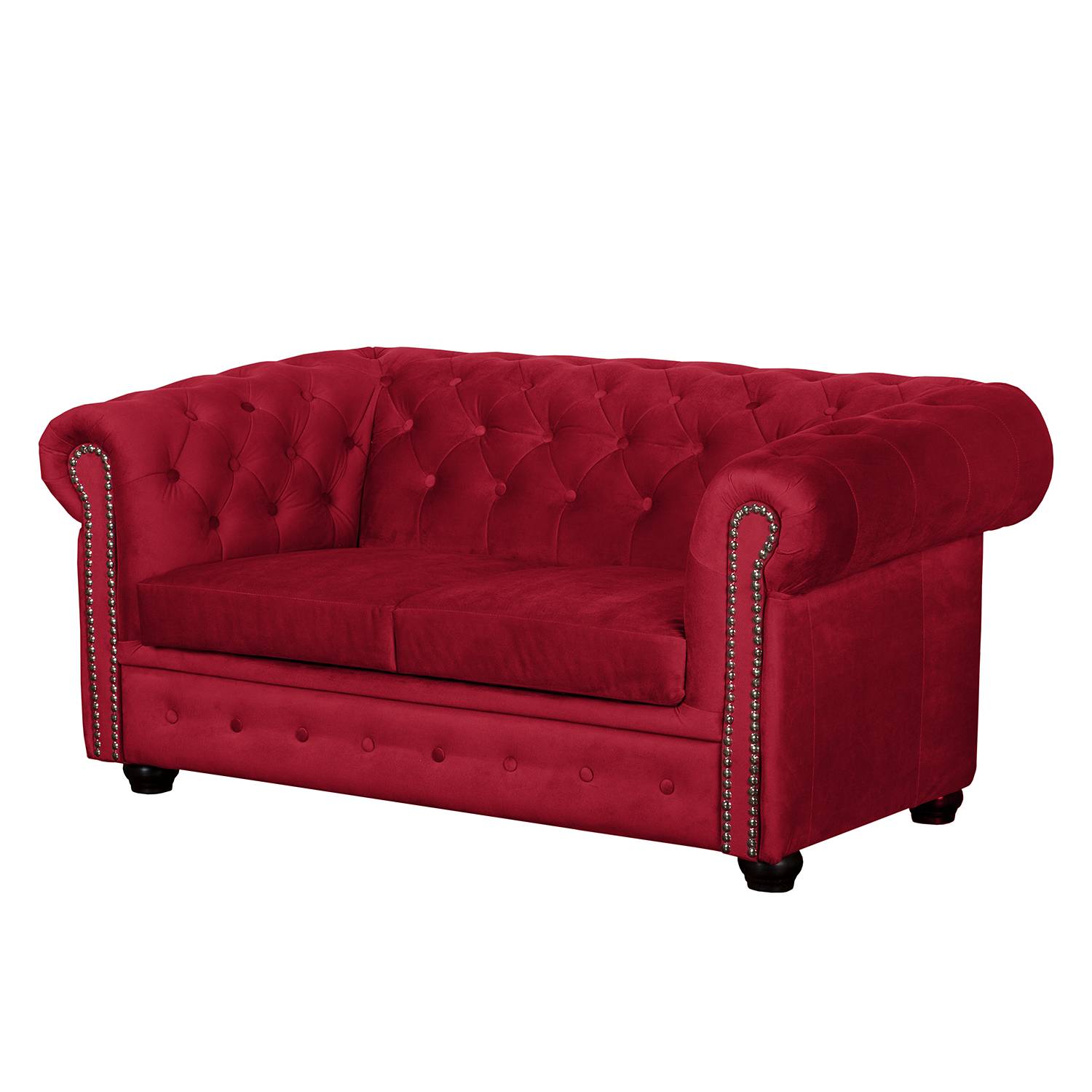 home24 Jack & Alice Sofa Torquay II 2-Sitzer Rot Microfaser 157x72x88 cm