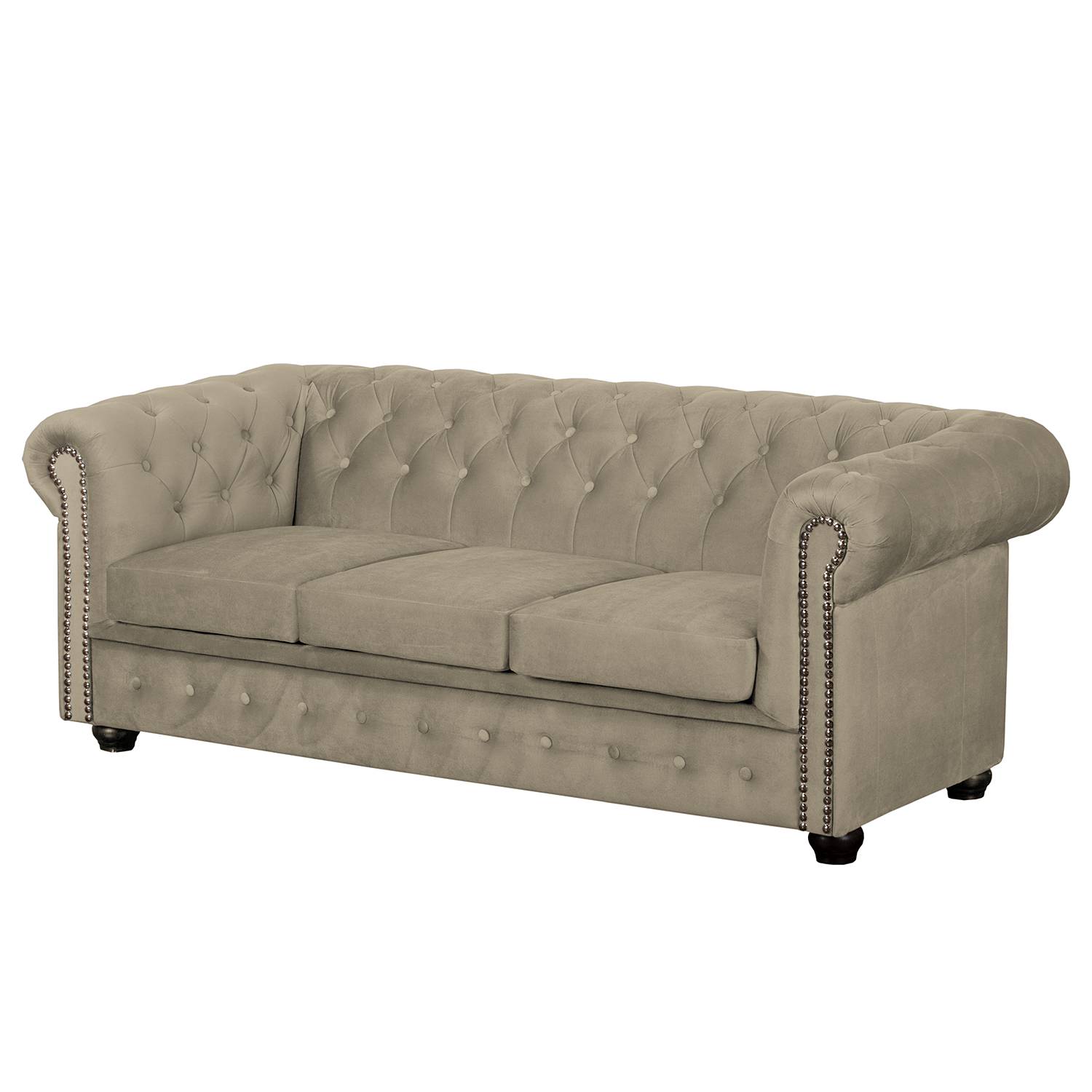 home24 Jack & Alice Sofa Torquay II 3-Sitzer Cappuccino Microfaser 196x72x88 cm
