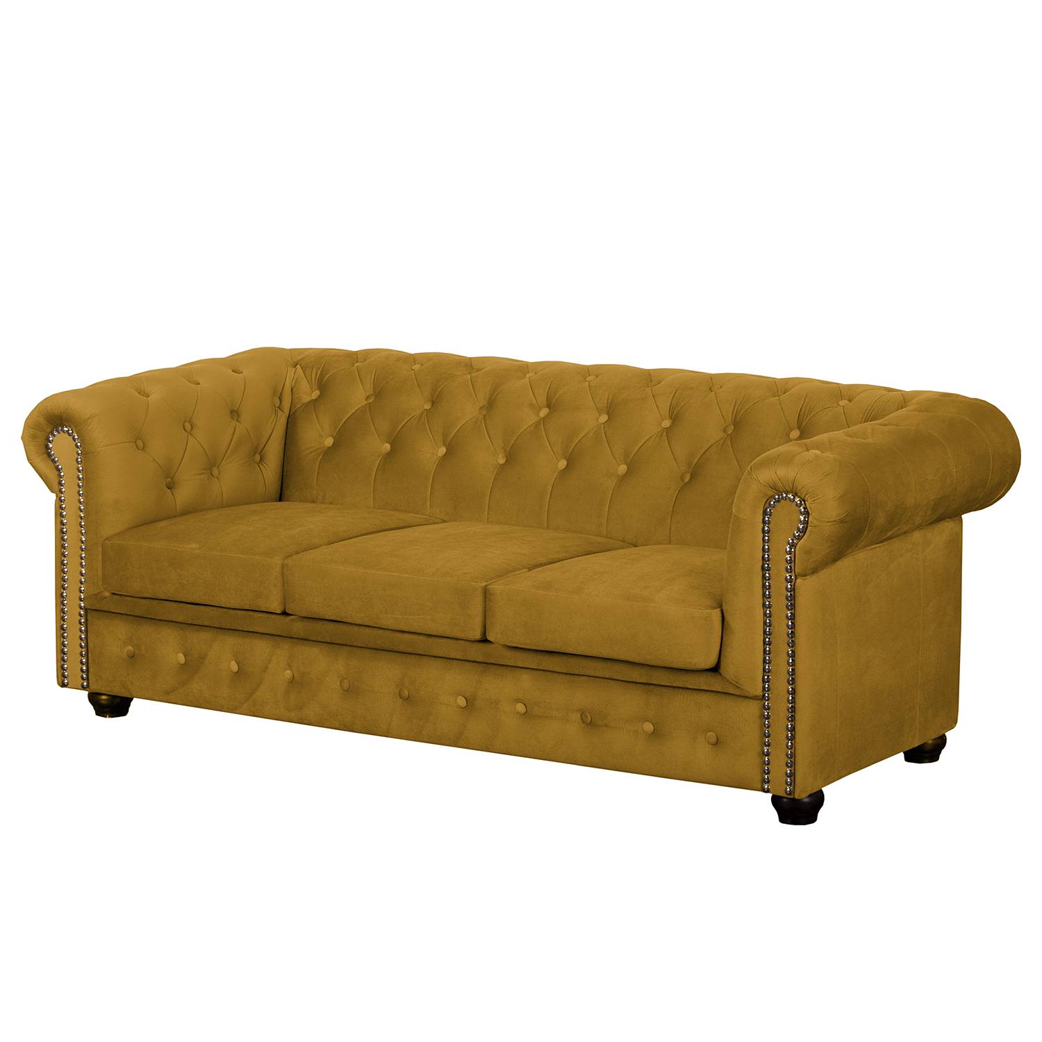 home24 Jack & Alice Sofa Torquay II 3-Sitzer Senfgelb Microfaser 196x72x88 cm