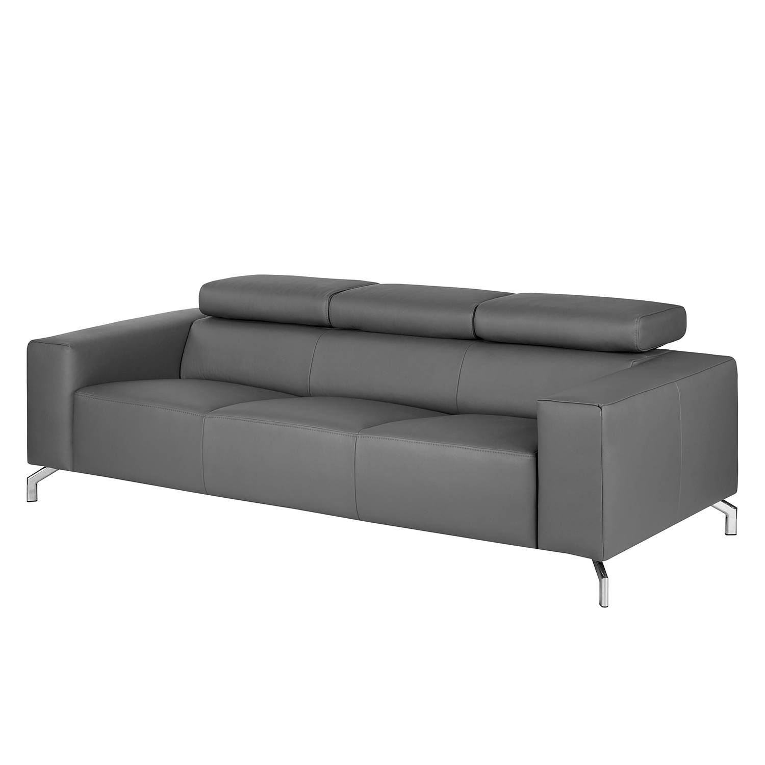 home24 Fredriks Sofa Varberg 3-Sitzer Grau Kunstleder 226x75x106 cm