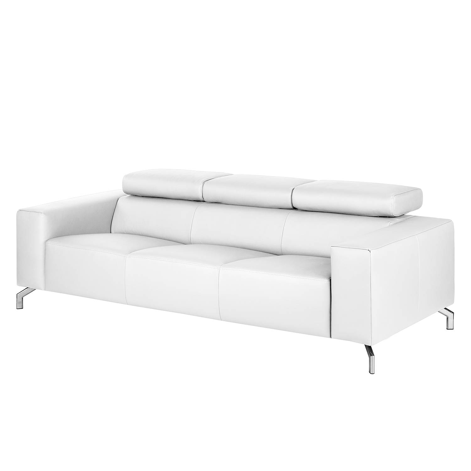 home24 Fredriks Sofa Varberg 3-Sitzer Weiß Kunstleder 226x75x106 cm
