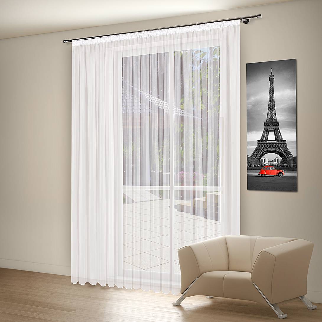 home24 Gerster Store Pippa Weiß Modern 600x245 cm (BxH) Kunstfaser