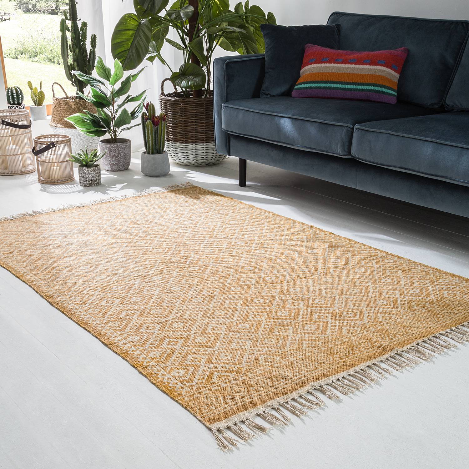 Teppich ethno pattern baumwollstoff safrangelb 4715148