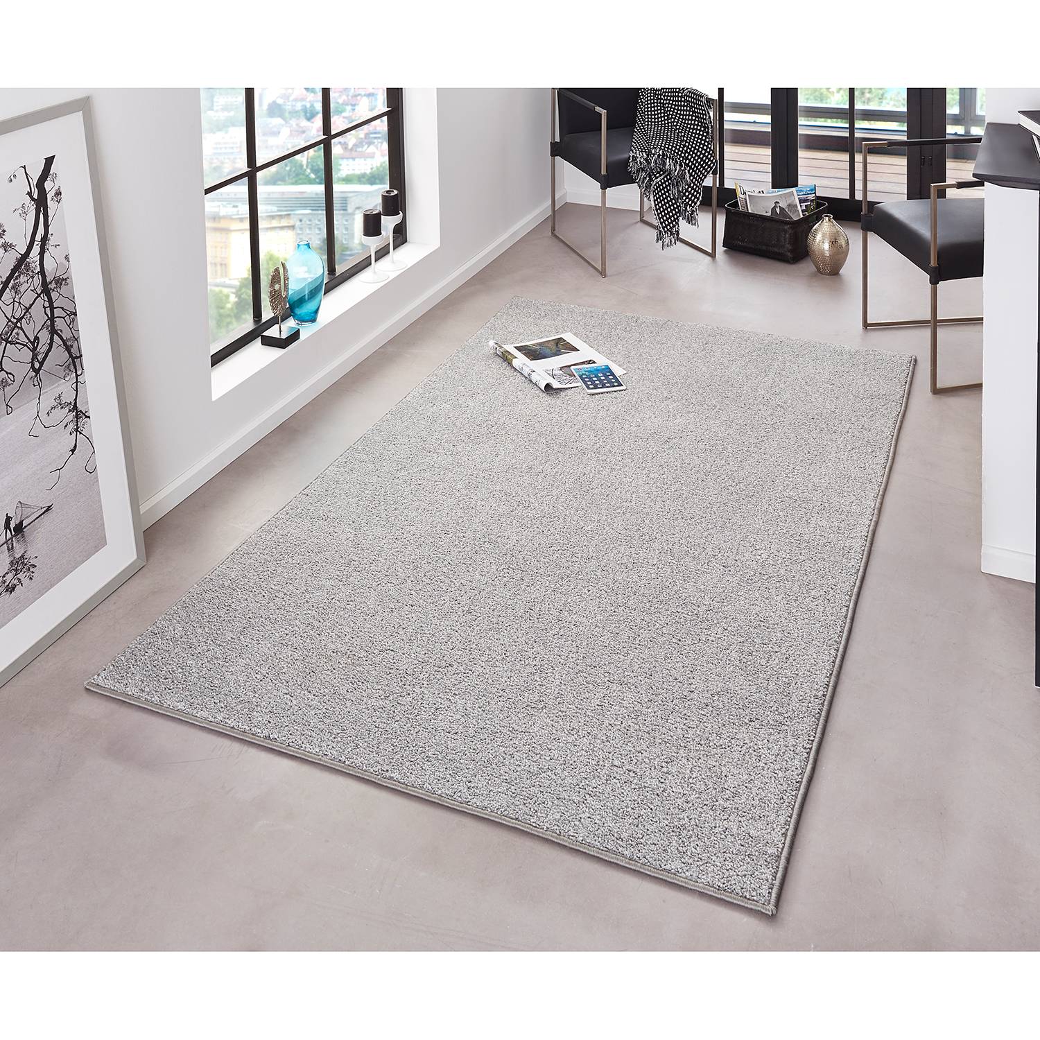 home24 Hanse Home Teppich Uni Pure Kies Rechteckig 160x240 cm (BxT) Modern Kunstfaser