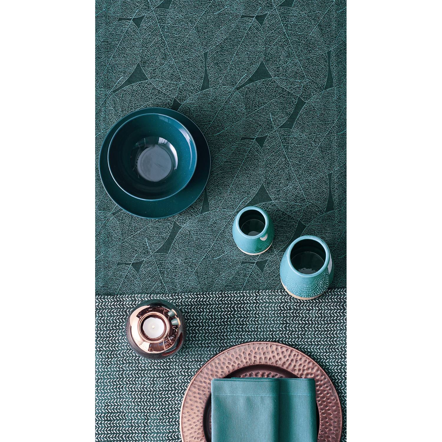 home24 Apelt Tischdecke Prat Anthrazit/Petrol Webstoff Modern 85x85 cm (BxT)