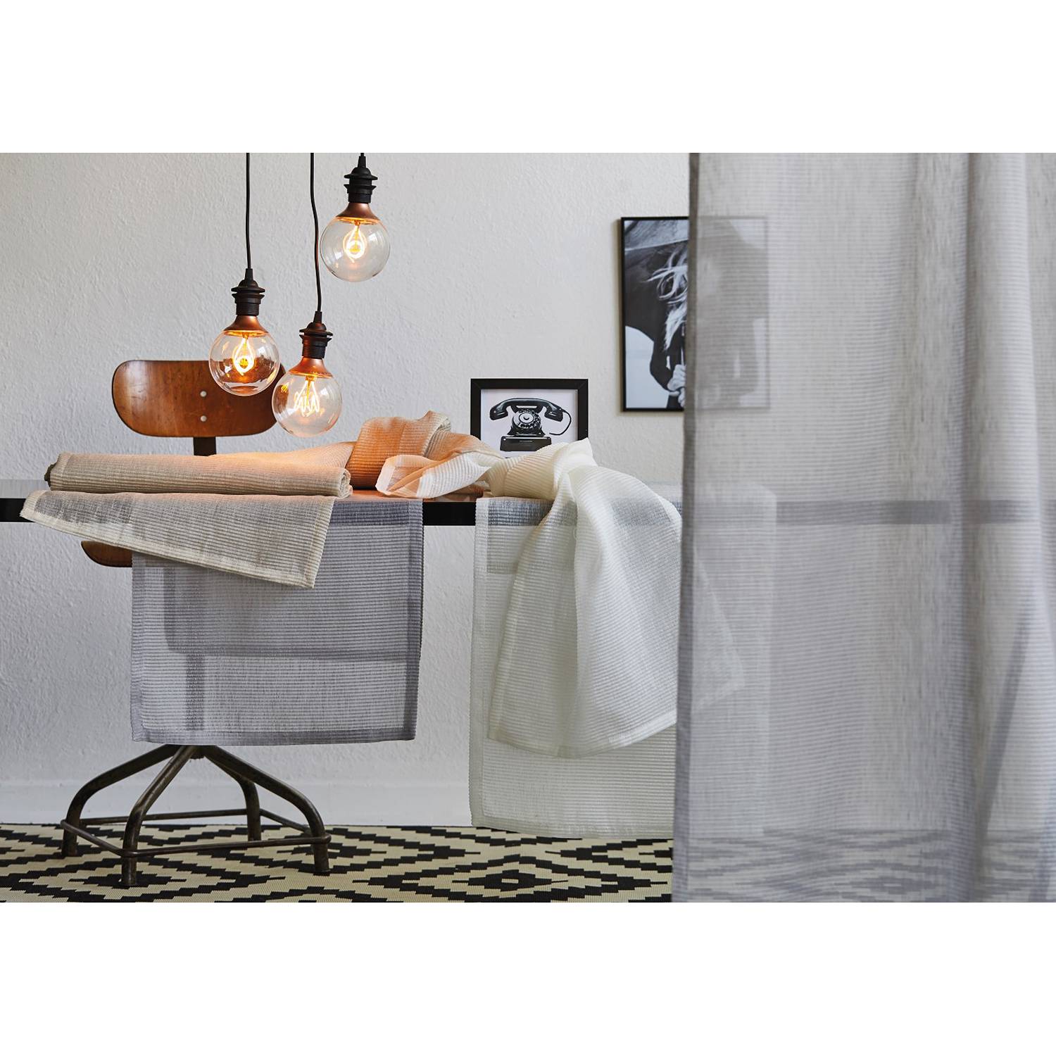 home24 Apelt Tischl„ufer Atelier Weiß Webstoff Modern 48x130 cm (BxT)